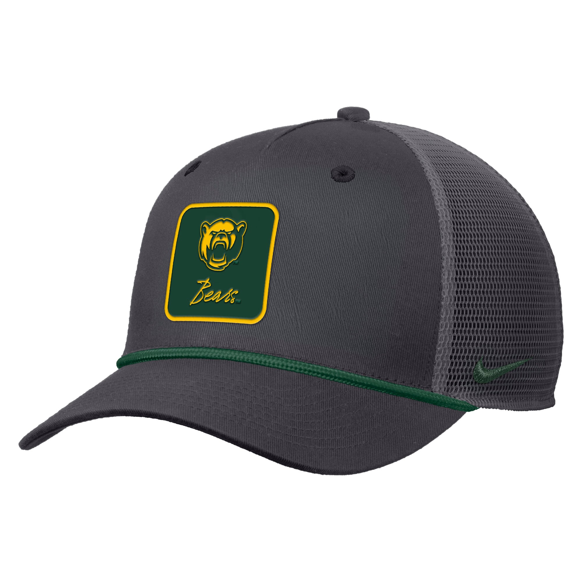 Casquette trucker ajustable Nike Baylor Bears Primetime Logo Script Rise Rope pour homme, couleur anthracite