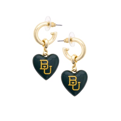 Baylor Bears CANVAS Style Women's 18k Gold-Plated Heart Earrings