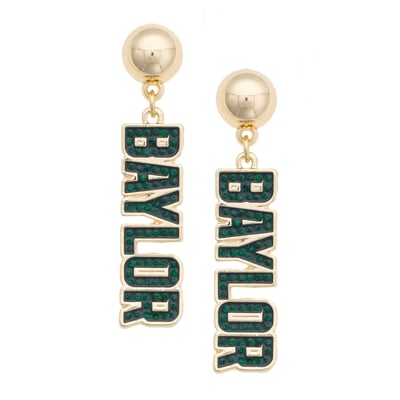 Baylor Bears CANVAS Style Women's Gold-Plated Pavé Outline Earrings