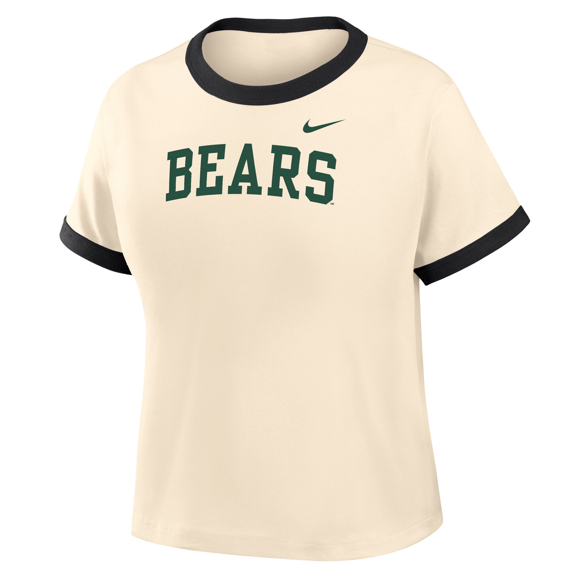 Women's Nike Natural Baylor Bears Ringer Mod Cropped T-Shirt