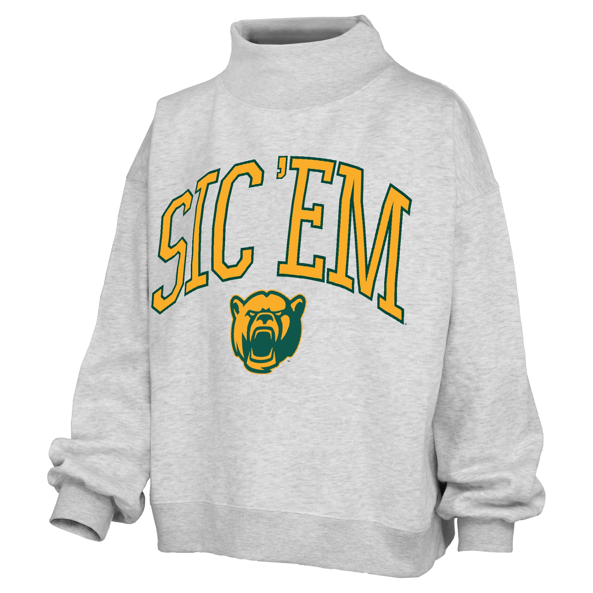 Sweat-shirt à col montant oversize en polaire avec slogan, imprimé « Baylor Bears » de la marque Pressbox Ash (femme)