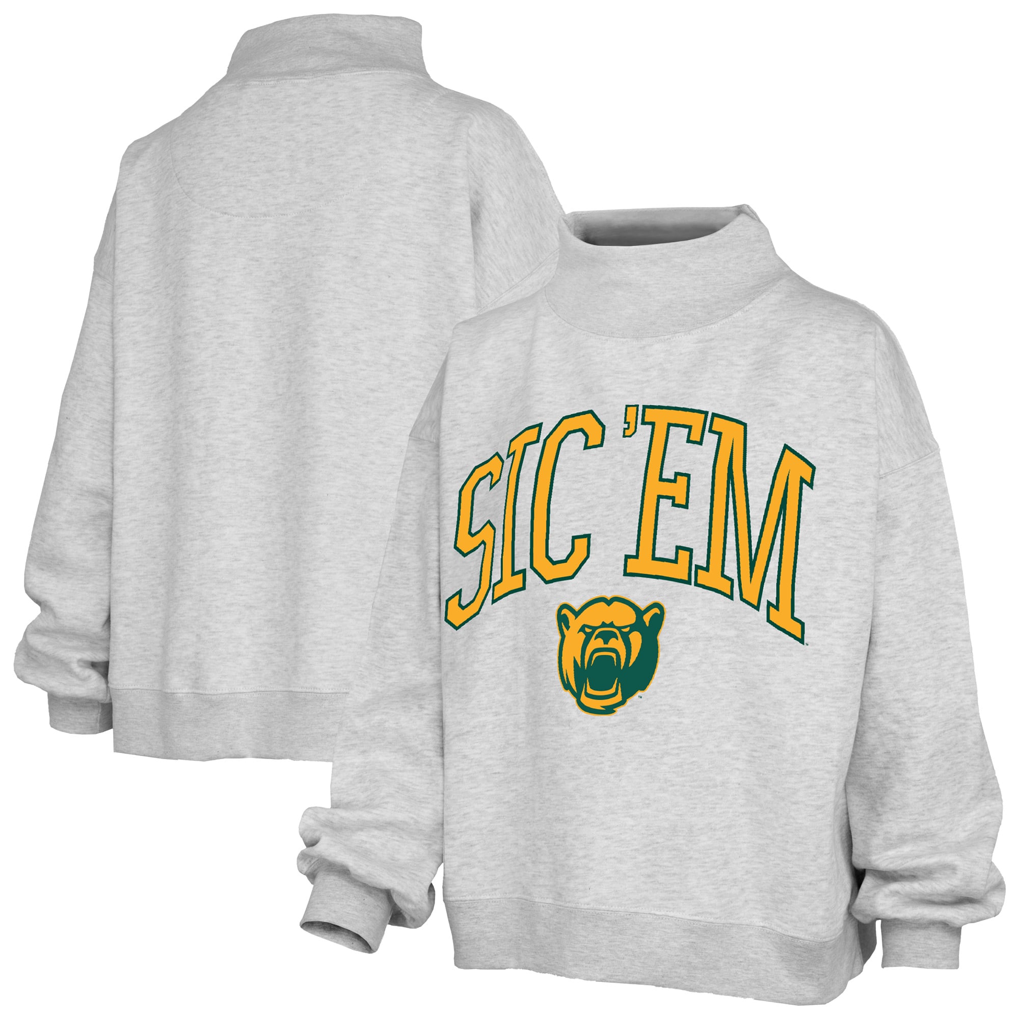 Sweat-shirt à col montant oversize en polaire avec slogan, imprimé « Baylor Bears » de la marque Pressbox Ash (femme)