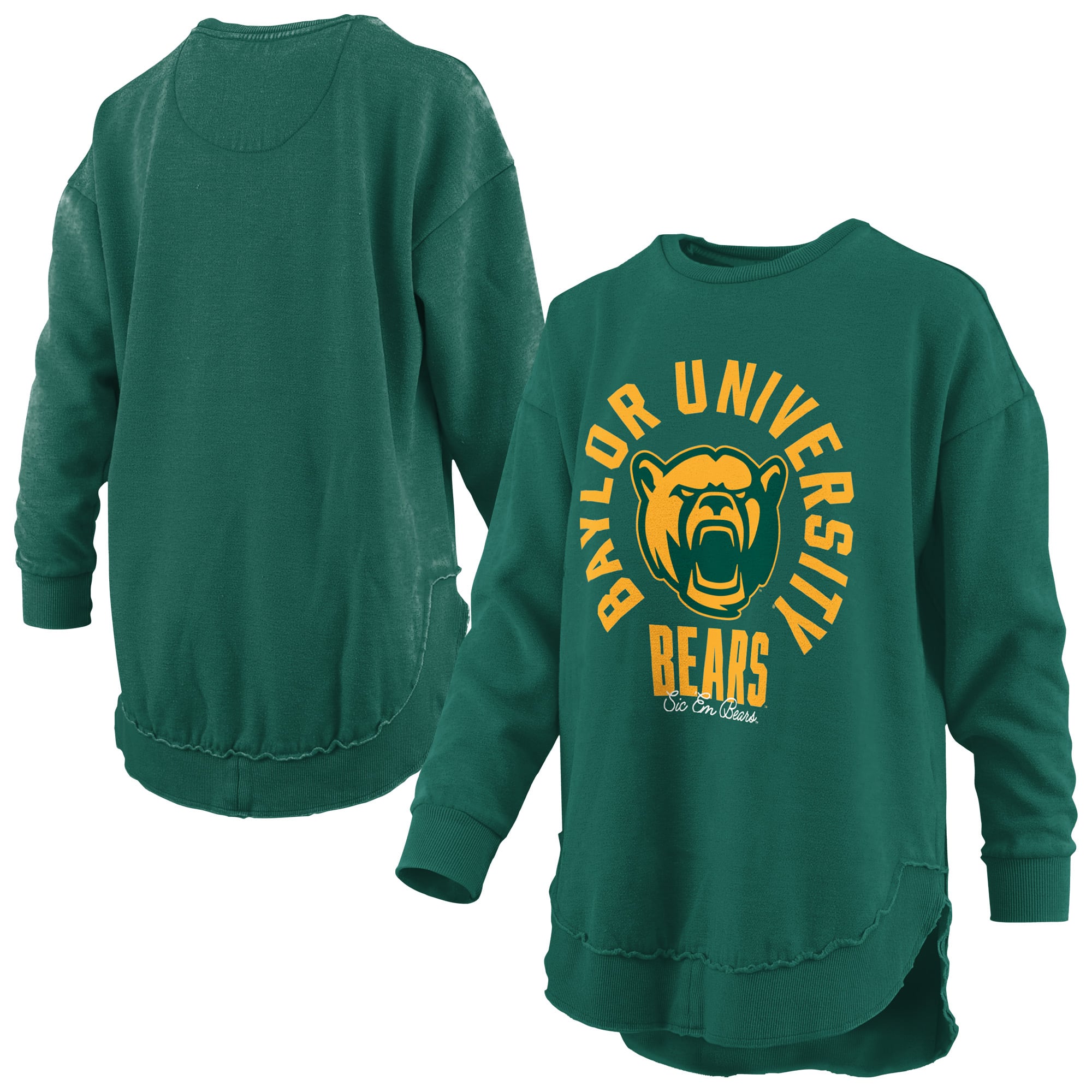 Sweat-shirt à col rond Pressbox vert pour femmes, modèle Blitz des Baylor Bears