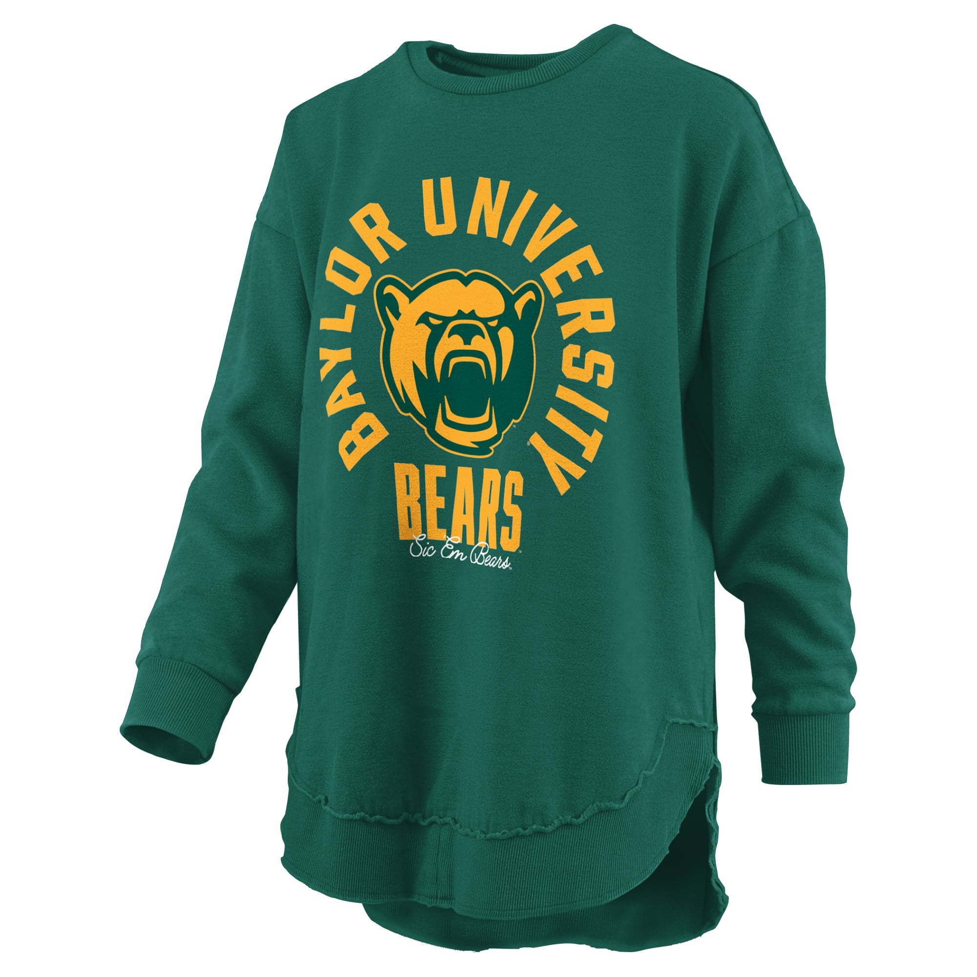 Sweat-shirt à col rond Pressbox vert pour femmes, modèle Blitz des Baylor Bears