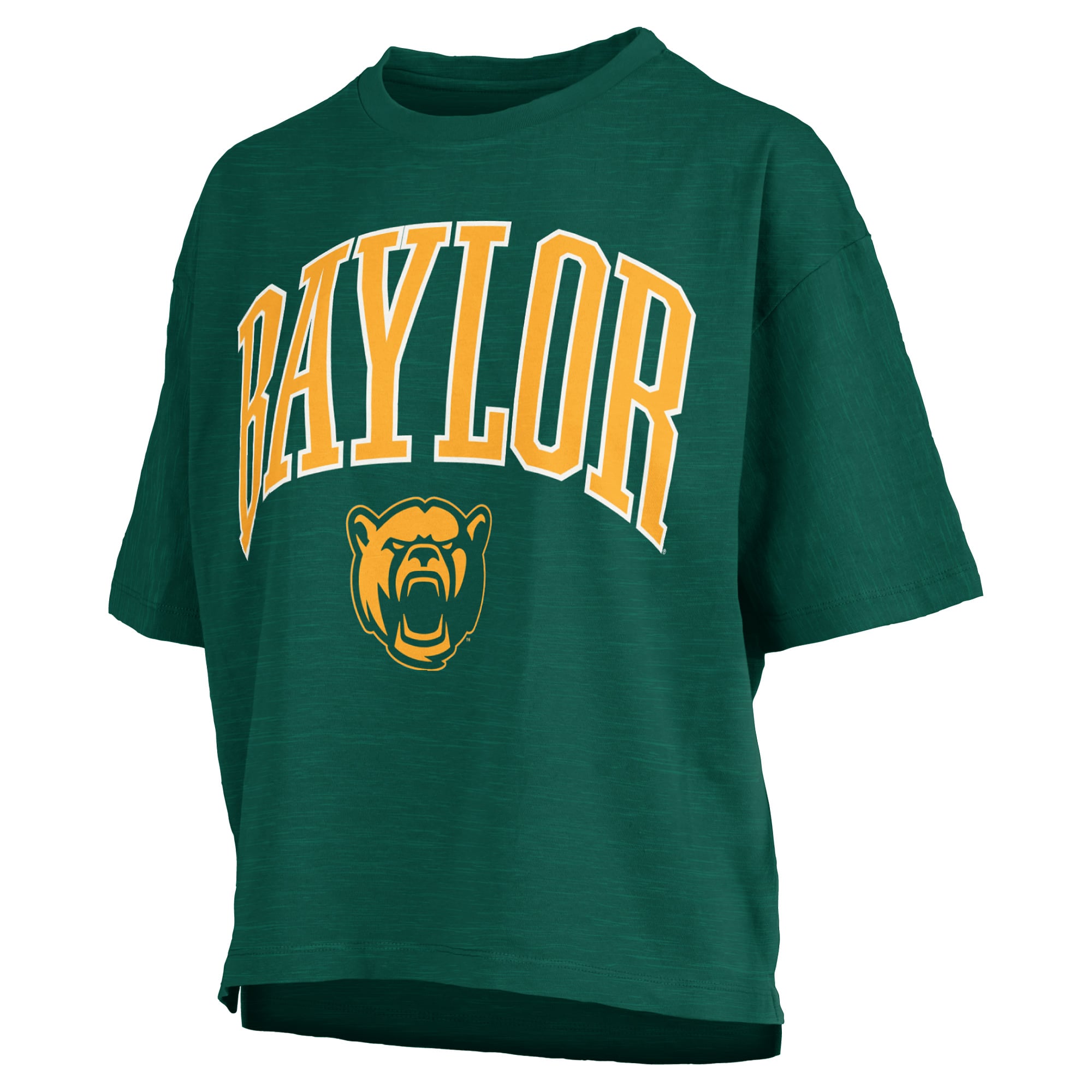 Women's Pressbox Green Baylor Bears Oversized Nelson Arch Over Logo Slub T-Shirt