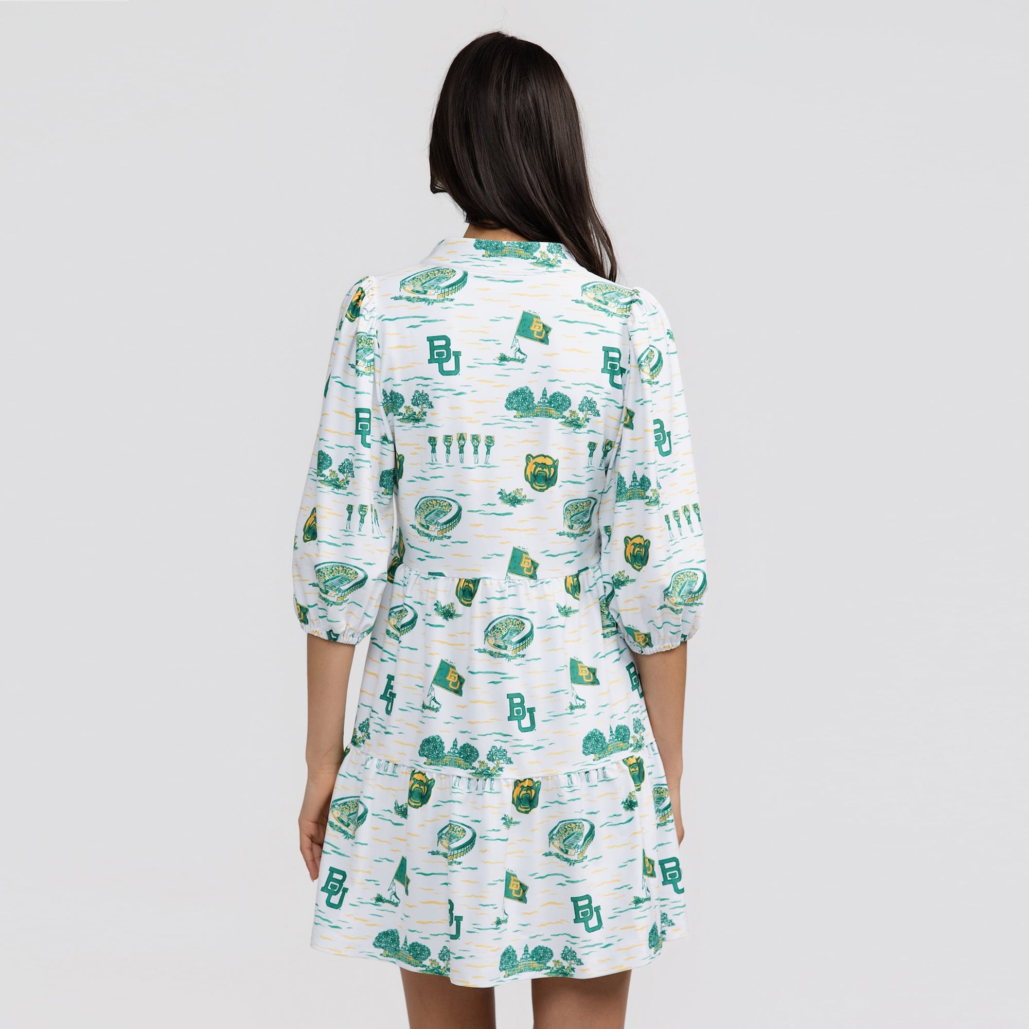 Women's Smith & Quinn White Baylor Bears 3/4 Sleeve Toile Tory Dress