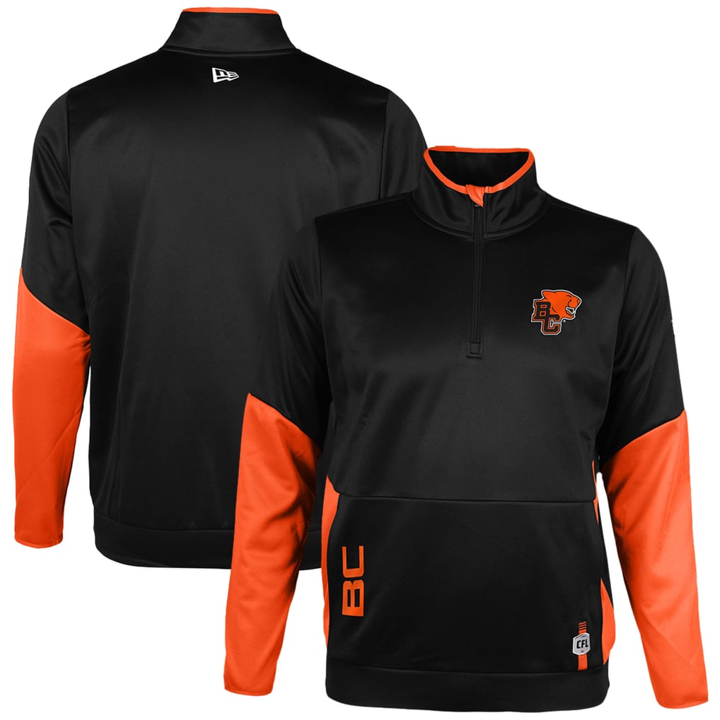 BC Lions New Era Sideline Performance Fleece Quarter-Zip Top - Black