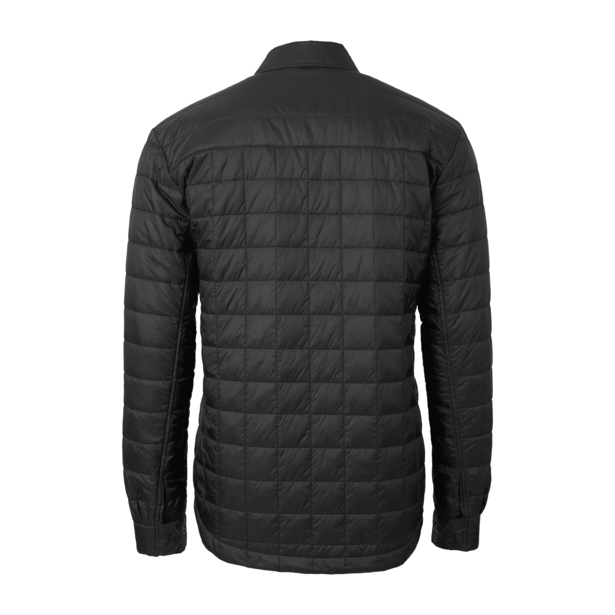 Men's Cutter & Buck  Black Big Ten Gear Rainier PrimaLoft Eco Insulated Quilted Button-Up Shacket
