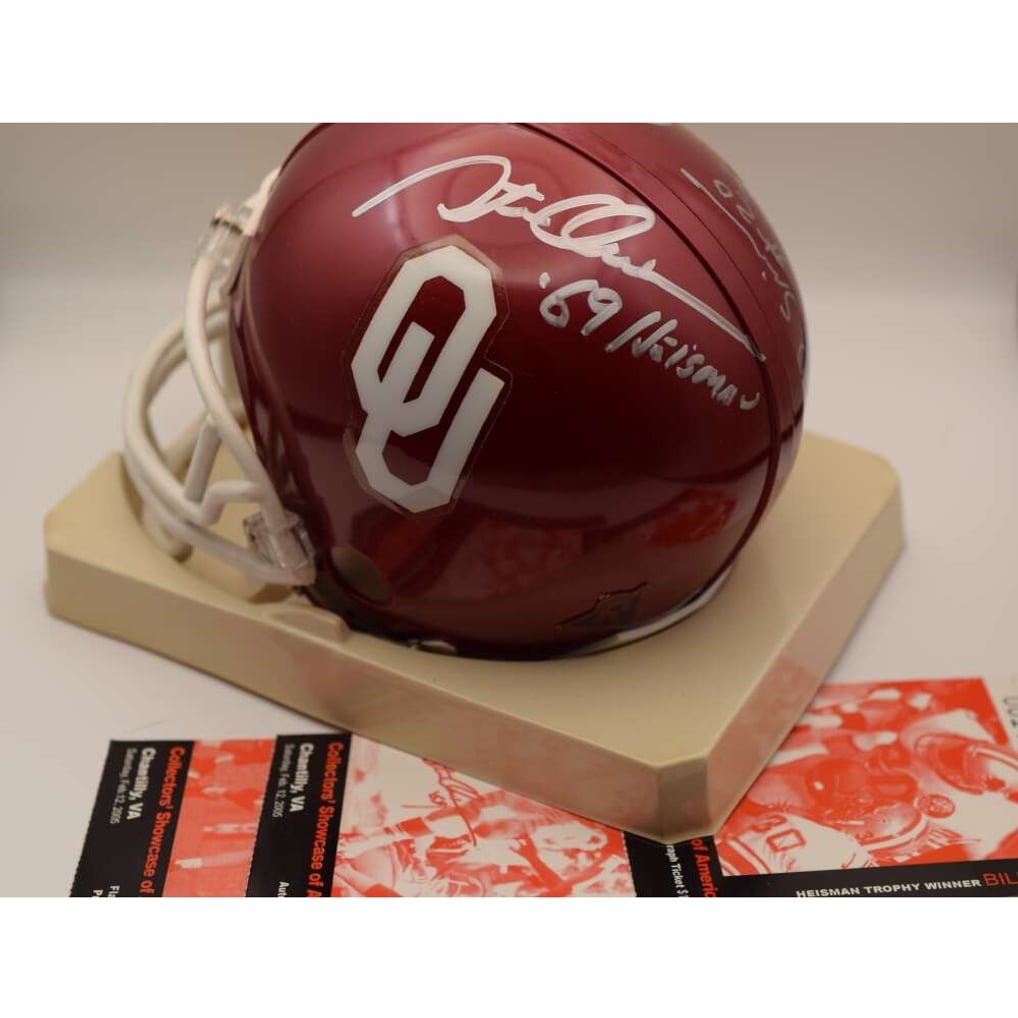 Billy Sims Steve Owens Jason White CSA Show Ticket Coa Mini Helmet Signed