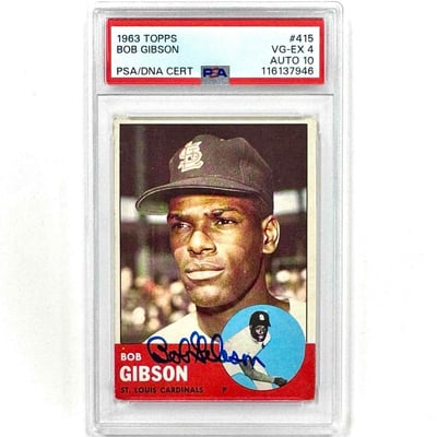 Bob Gibson Autographed Autographed Cards, Signed Bob Gibson 