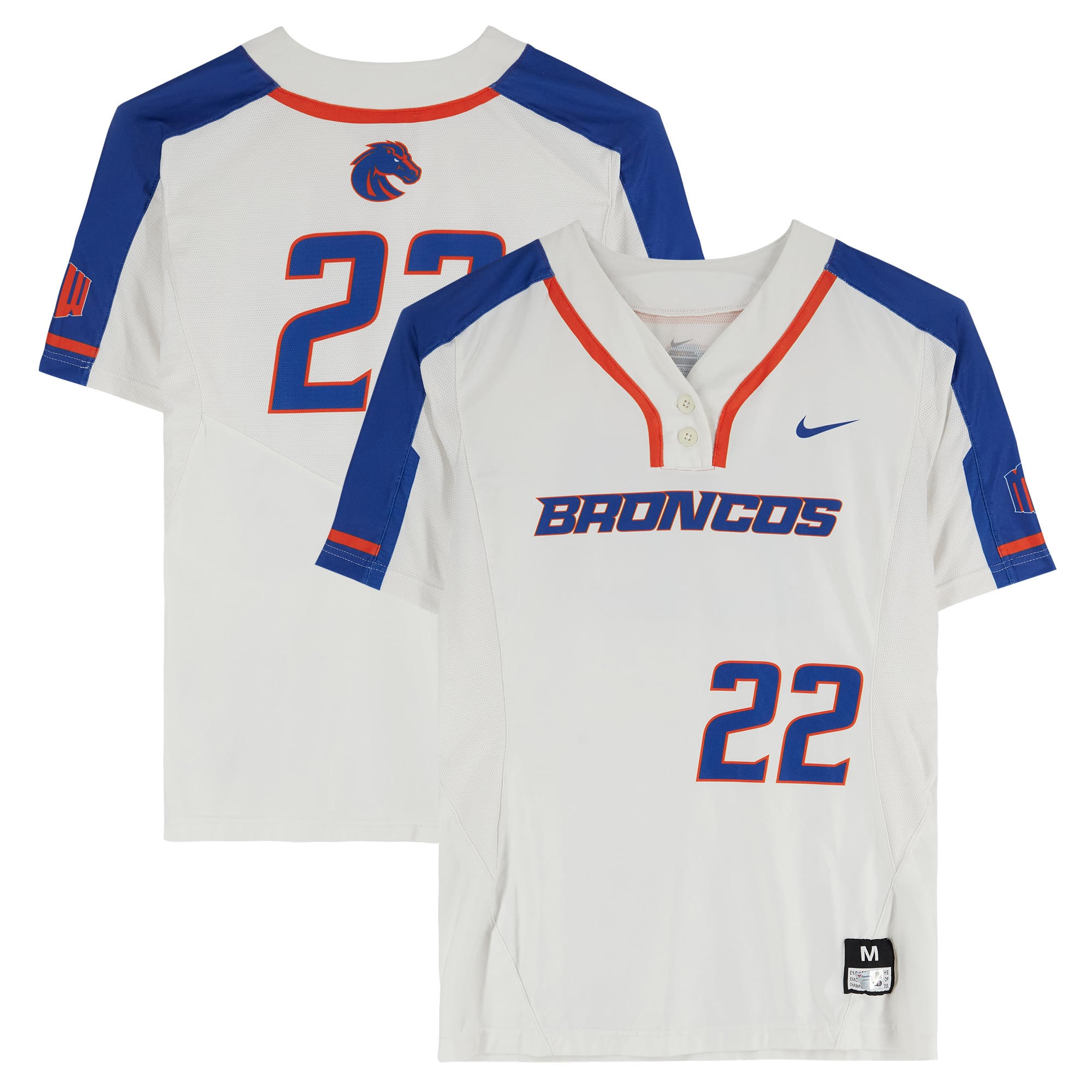 Maillot blanc n° des Boise State Broncos émis par l'équipe du programme de softball