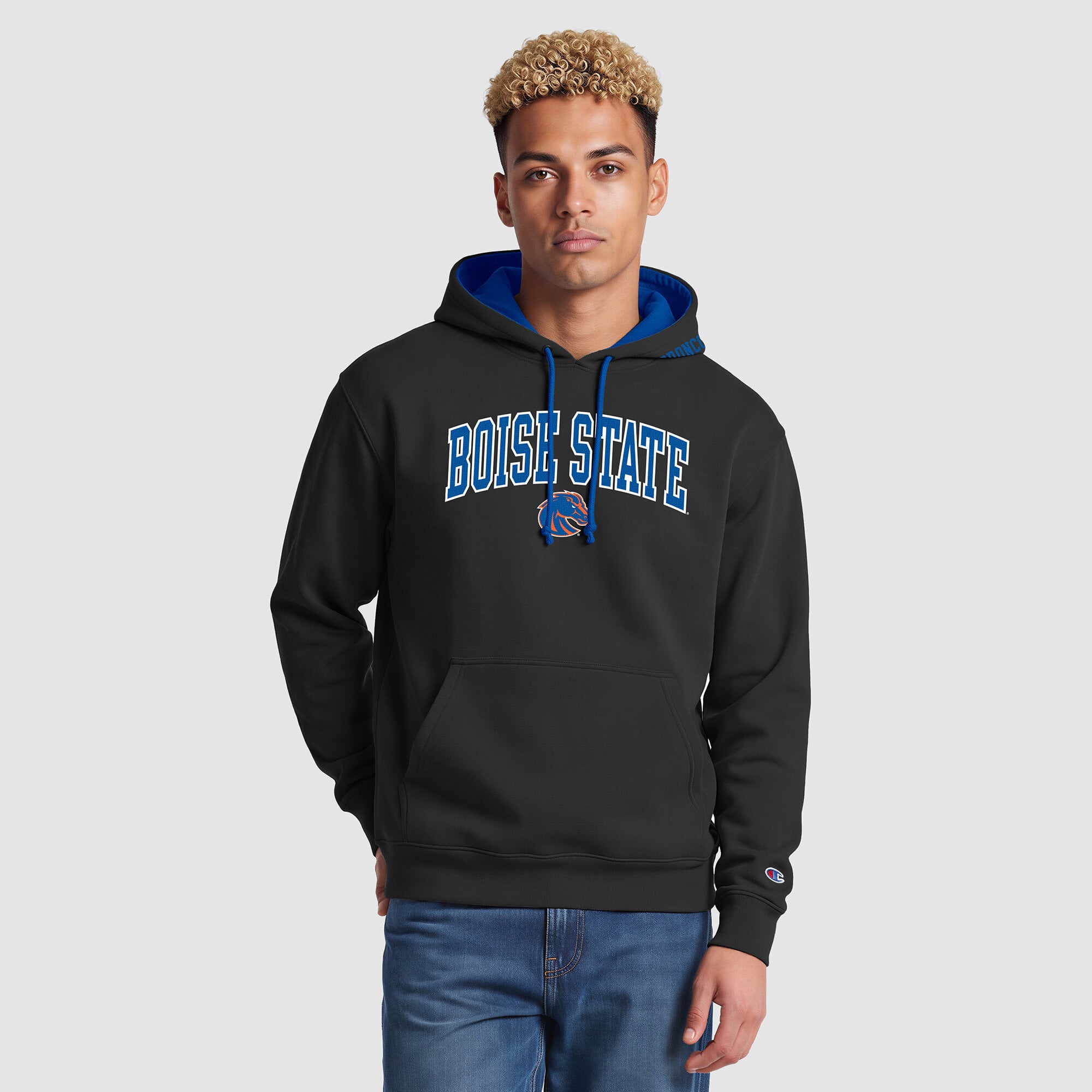 Sweat à capuche contrasté noir/bleu roi des Boise State Broncos de Champion pour homme