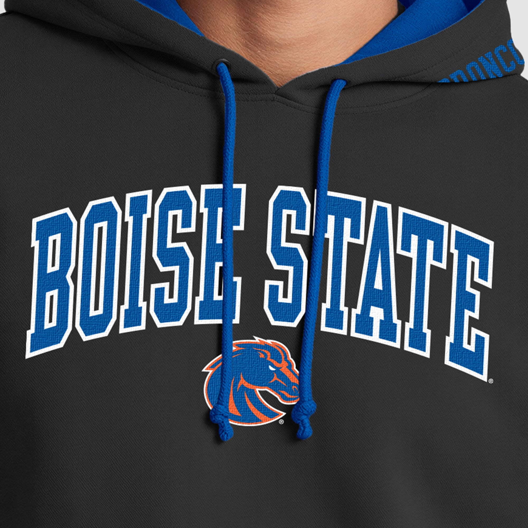 Sweat à capuche contrasté noir/bleu roi des Boise State Broncos de Champion pour homme