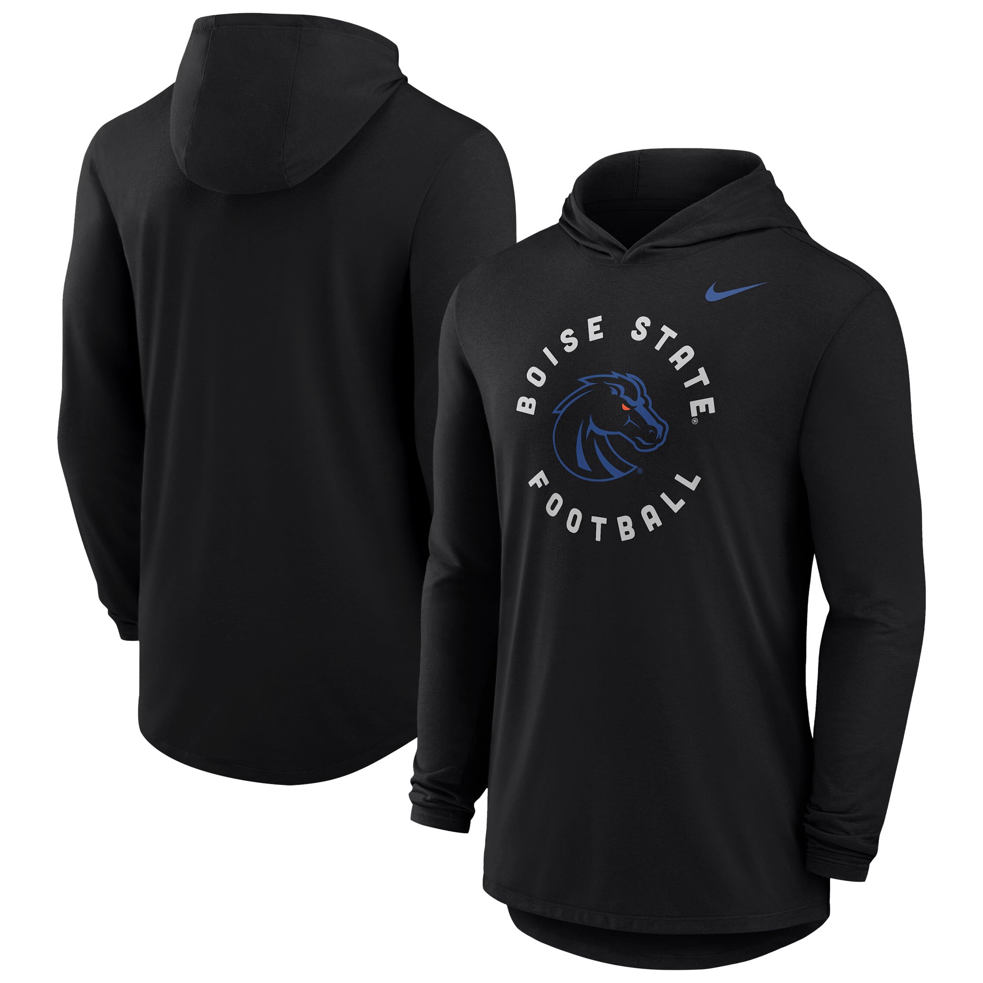 T-shirt à capuche manches longues Nike Dri-FIT pour homme, collection Coaches 2026 Boise State Broncos, noir
