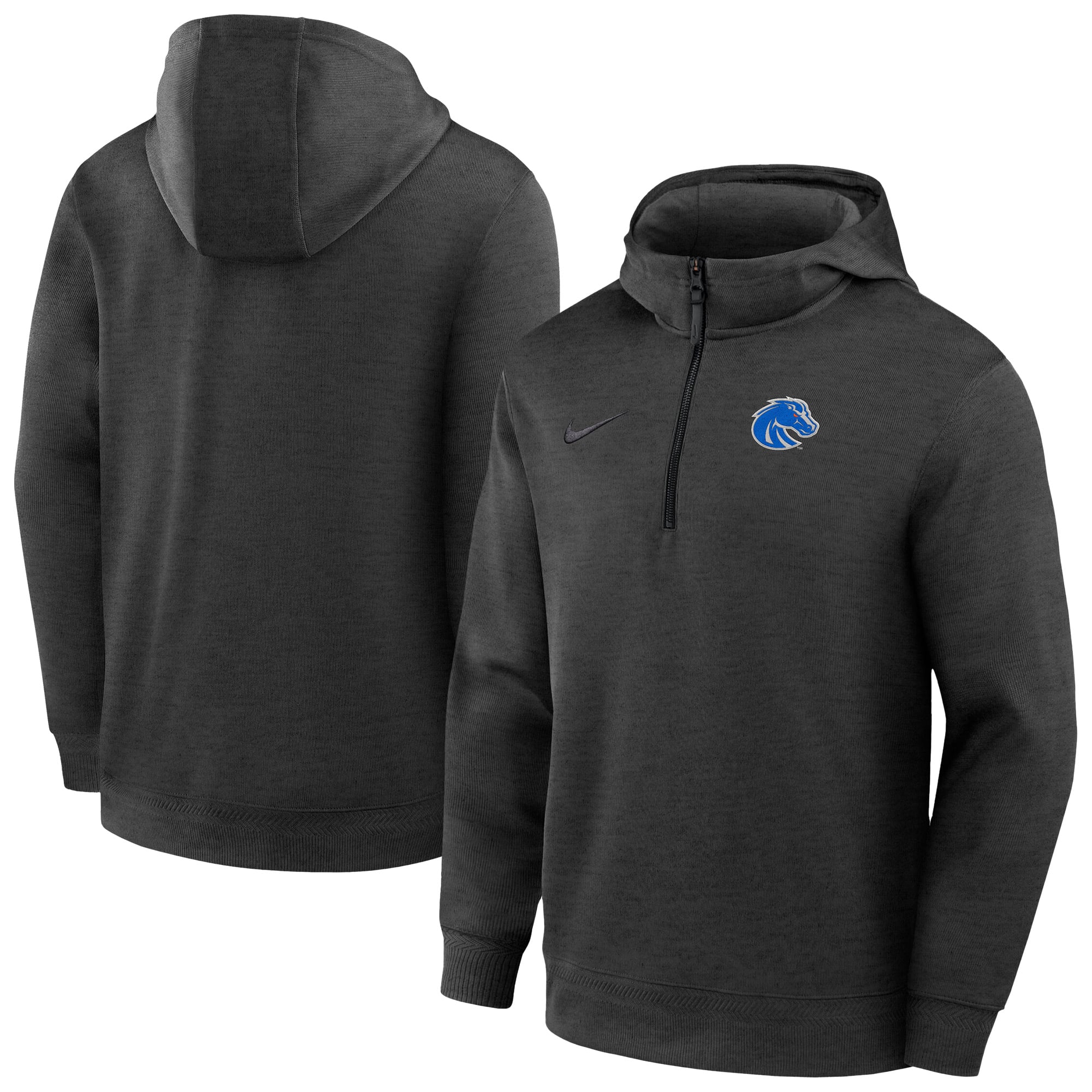 Sweat à capuche zippé Nike noir Boise State Broncos Coaches Dri-FIT pour homme