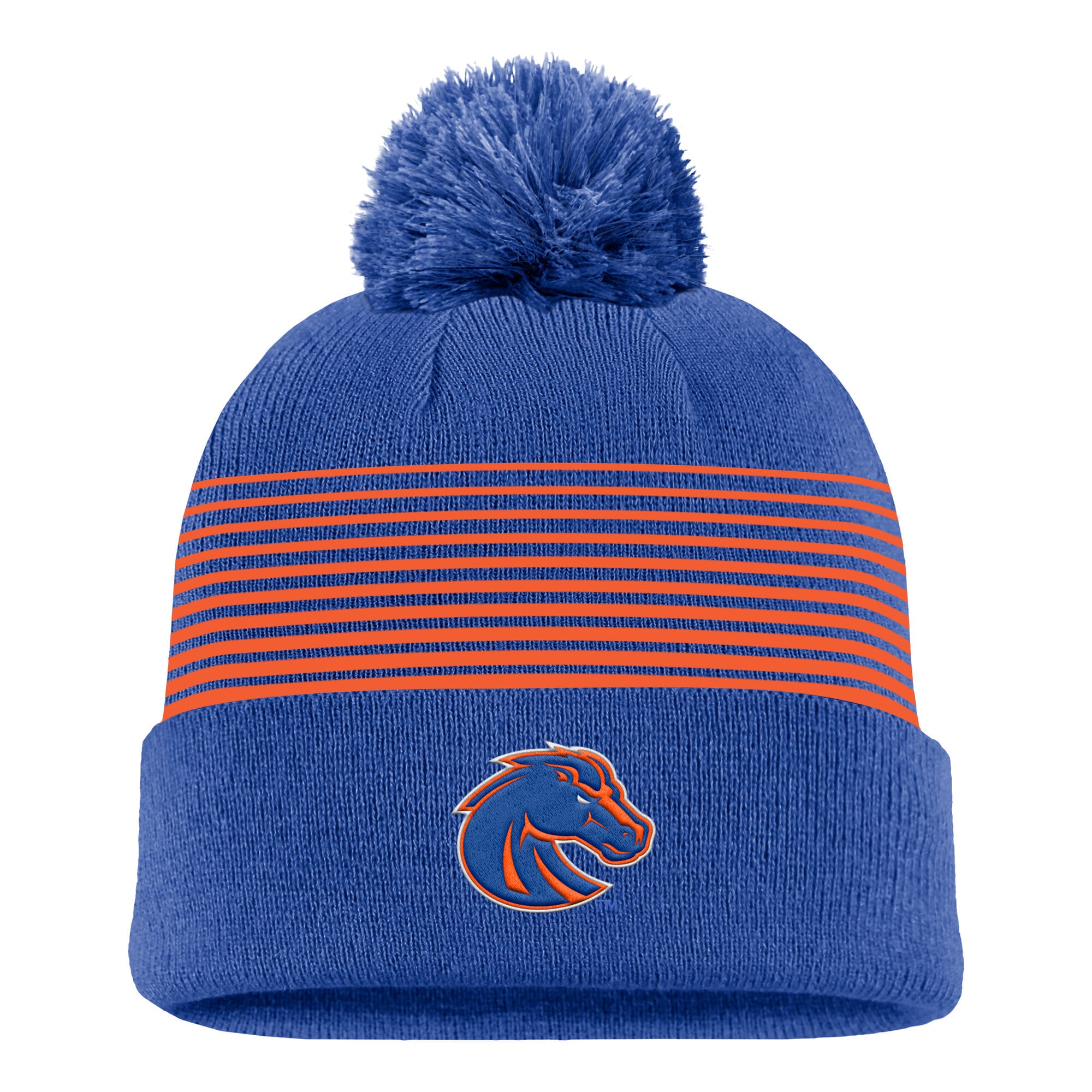 Men's Nike Royal Boise State Broncos 2026 On-Field Peak Cuffed Knit Hat with Pom