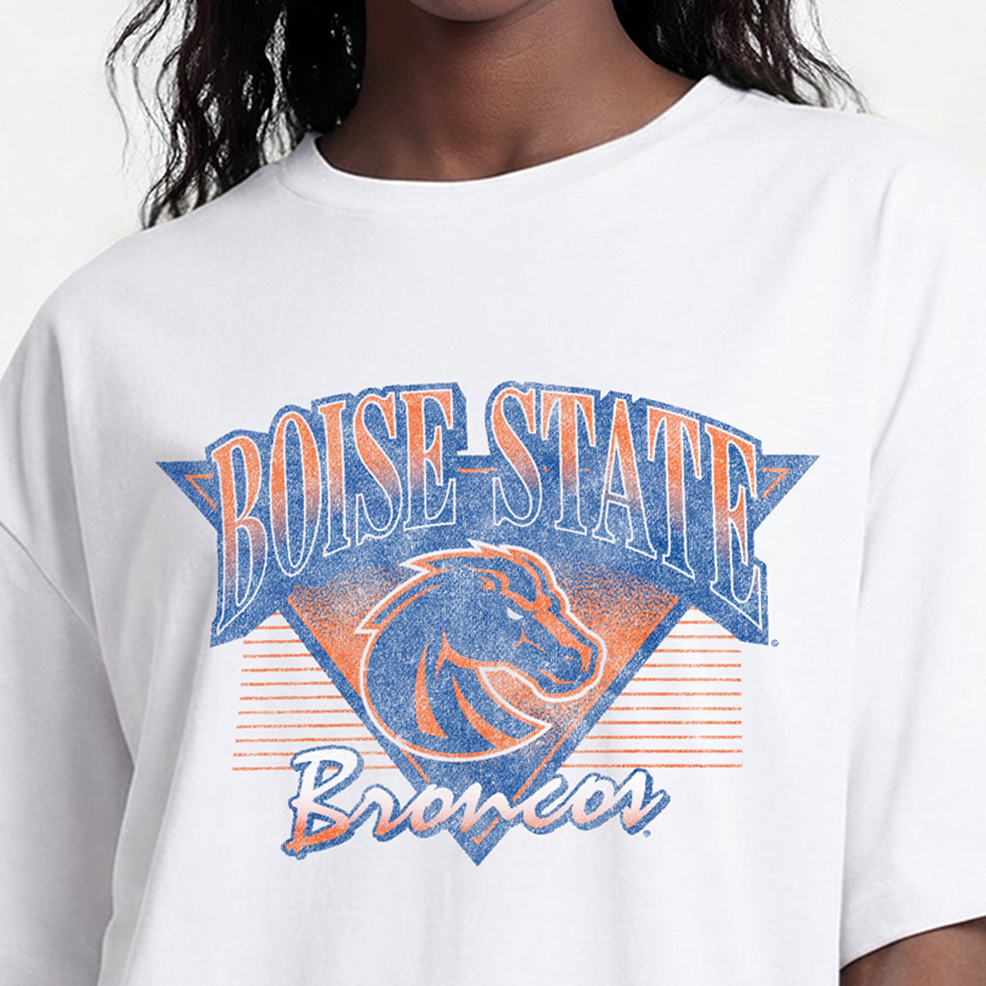 Women's Champion White Boise State Broncos Retro Oversized T-Shirt