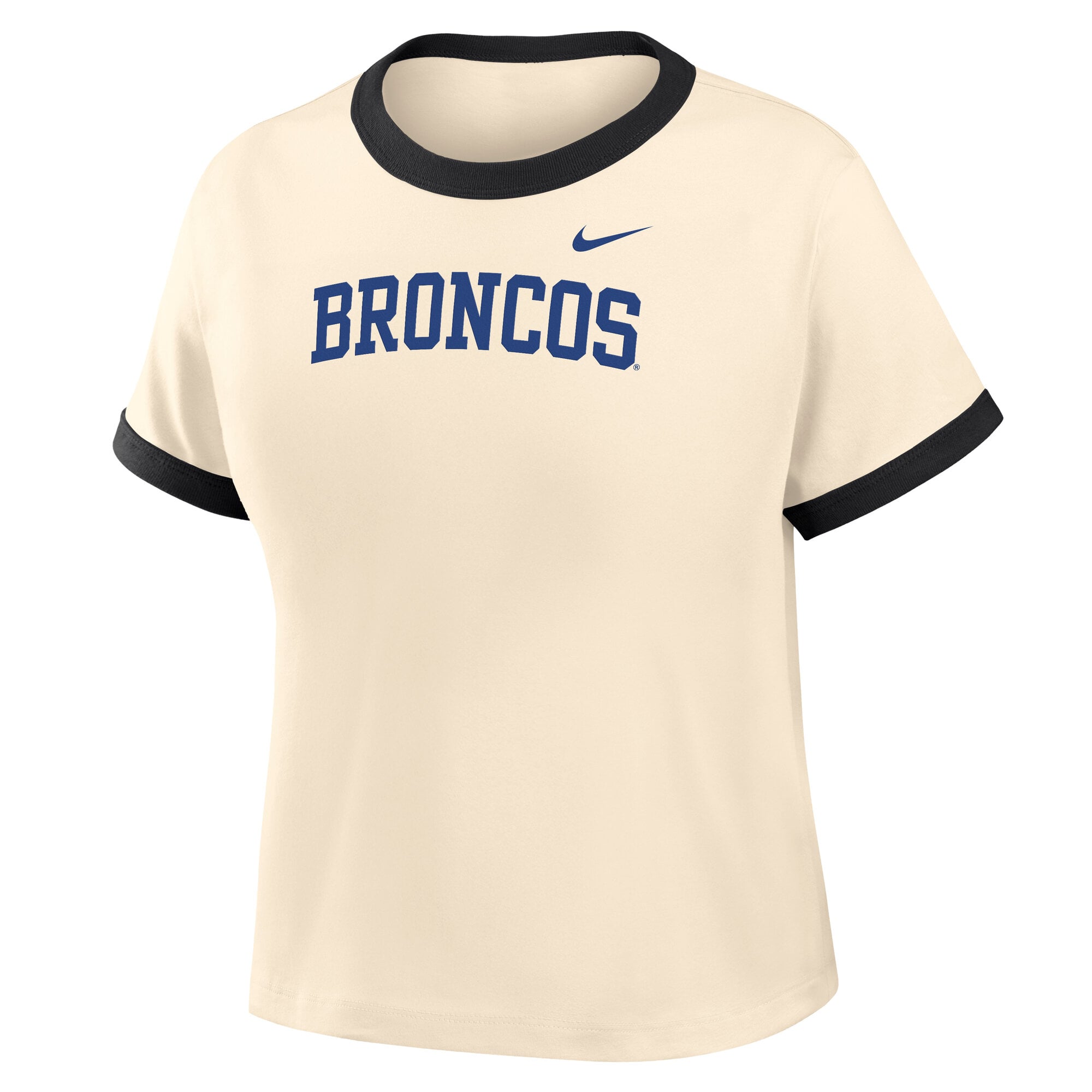 Women's Nike Natural Boise State Broncos Ringer Mod Cropped T-Shirt