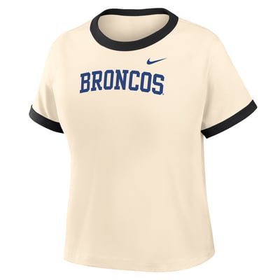 T-shirt court Nike Ringer Mod pour femme Boise State Broncos - Naturel