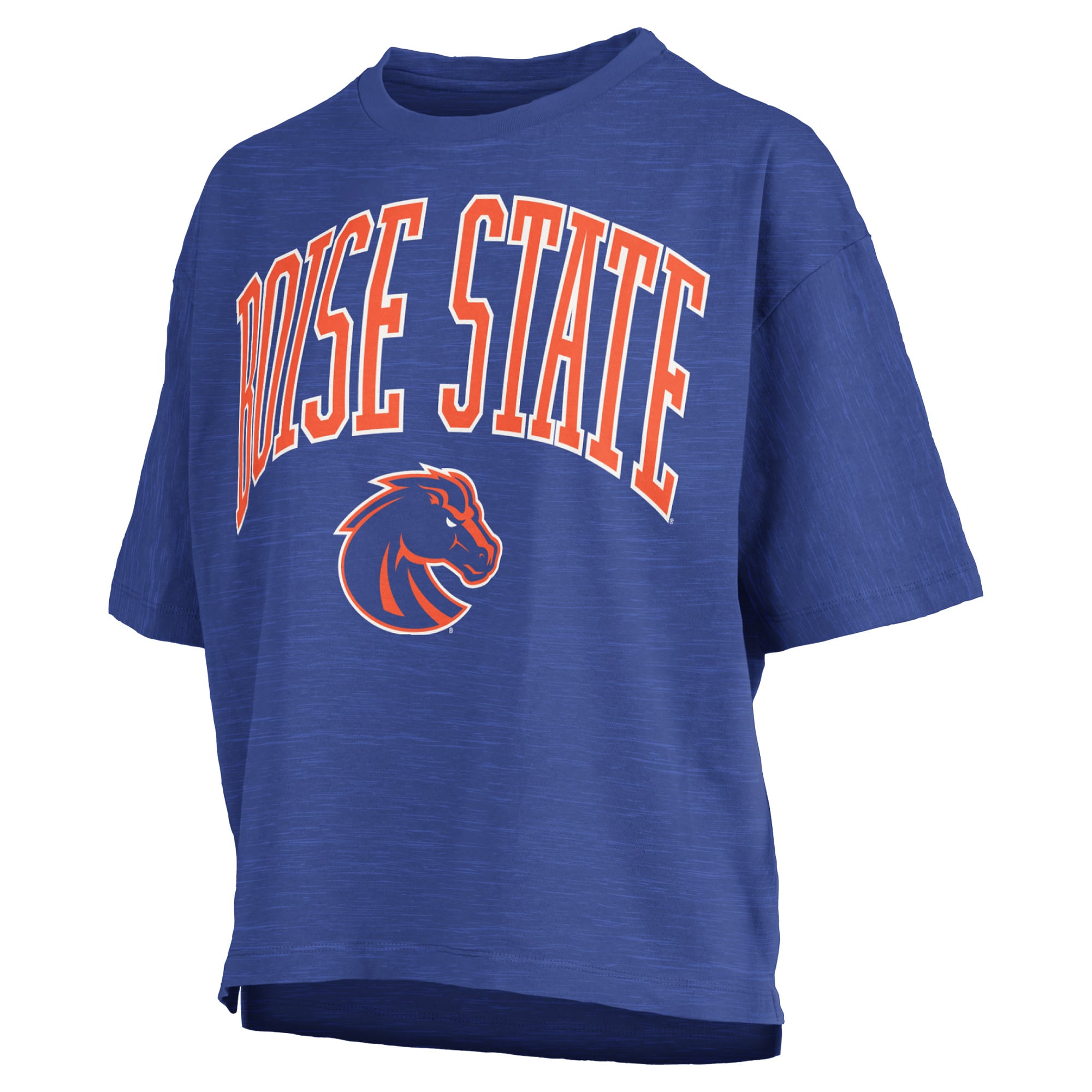 Women's Pressbox Royal Boise State Broncos Oversized Nelson Arch Over Logo Slub T-Shirt