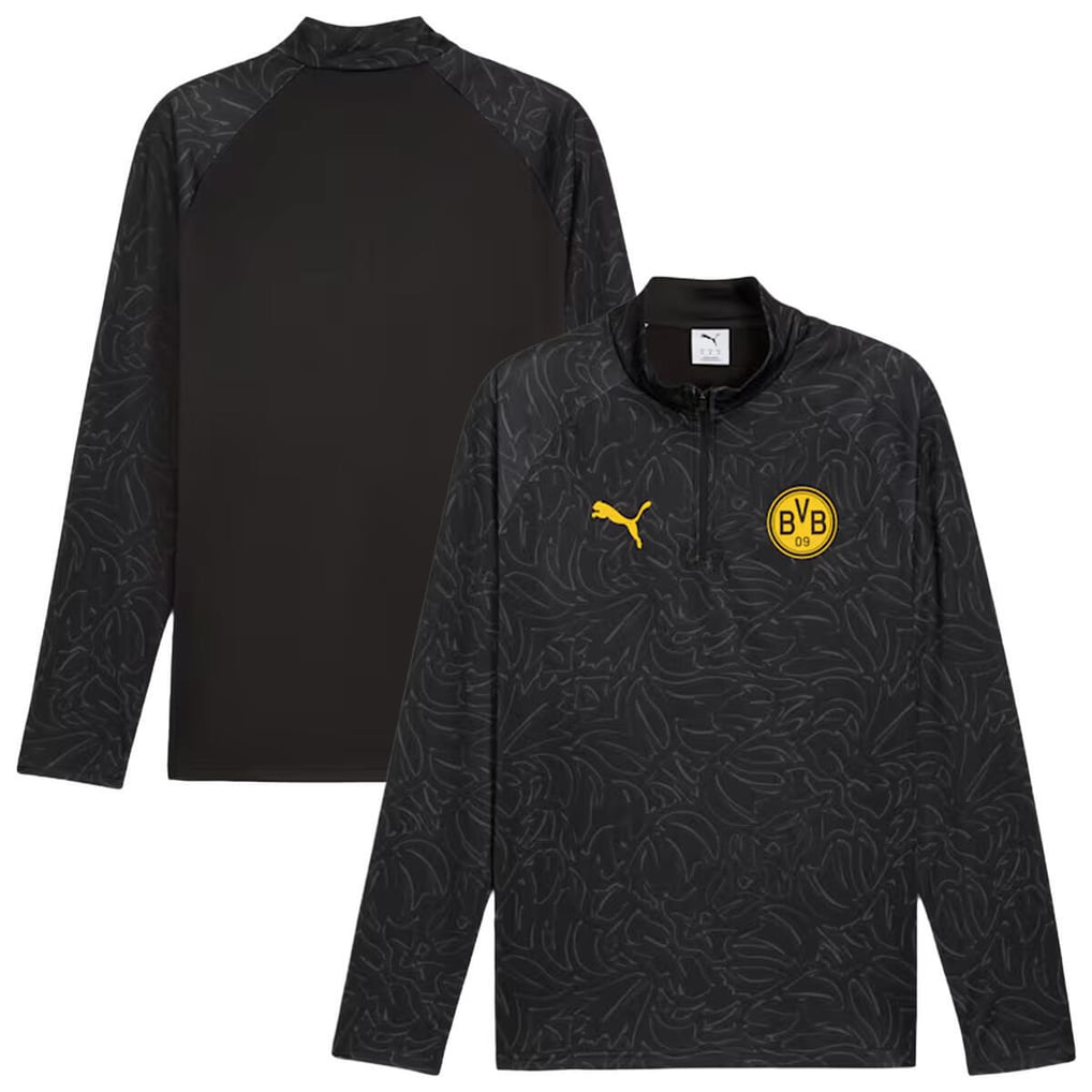 Borussia Dortmund PUMA Warm Up 1/4 Zip Top - Black