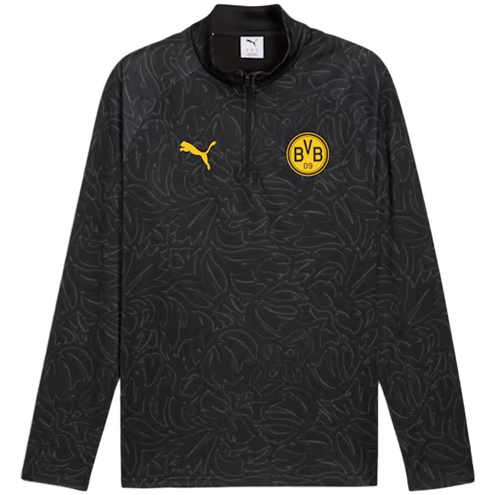 Borussia Dortmund PUMA Warm Up 1/4 Zip Top - Black