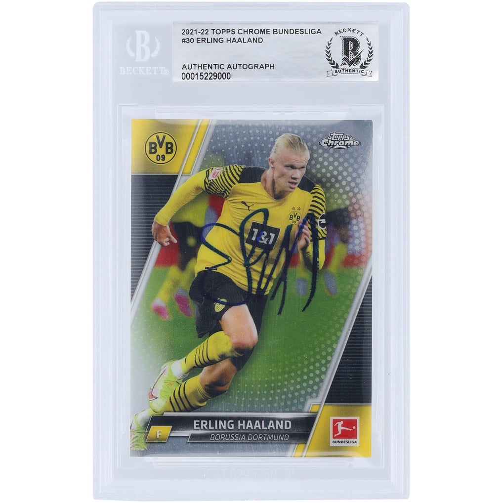 Erling Haaland Borussia Dortmund Autographed 2021-22 Topps Chrome #30 BAS Authenticated Card