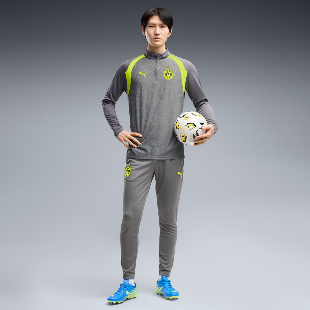 Maillot d'avant-match Puma dryCELL à quart de zip du Borussia Dortmund - Gris