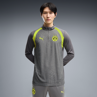 Maillot d'avant-match Puma dryCELL à quart de zip du Borussia Dortmund - Gris