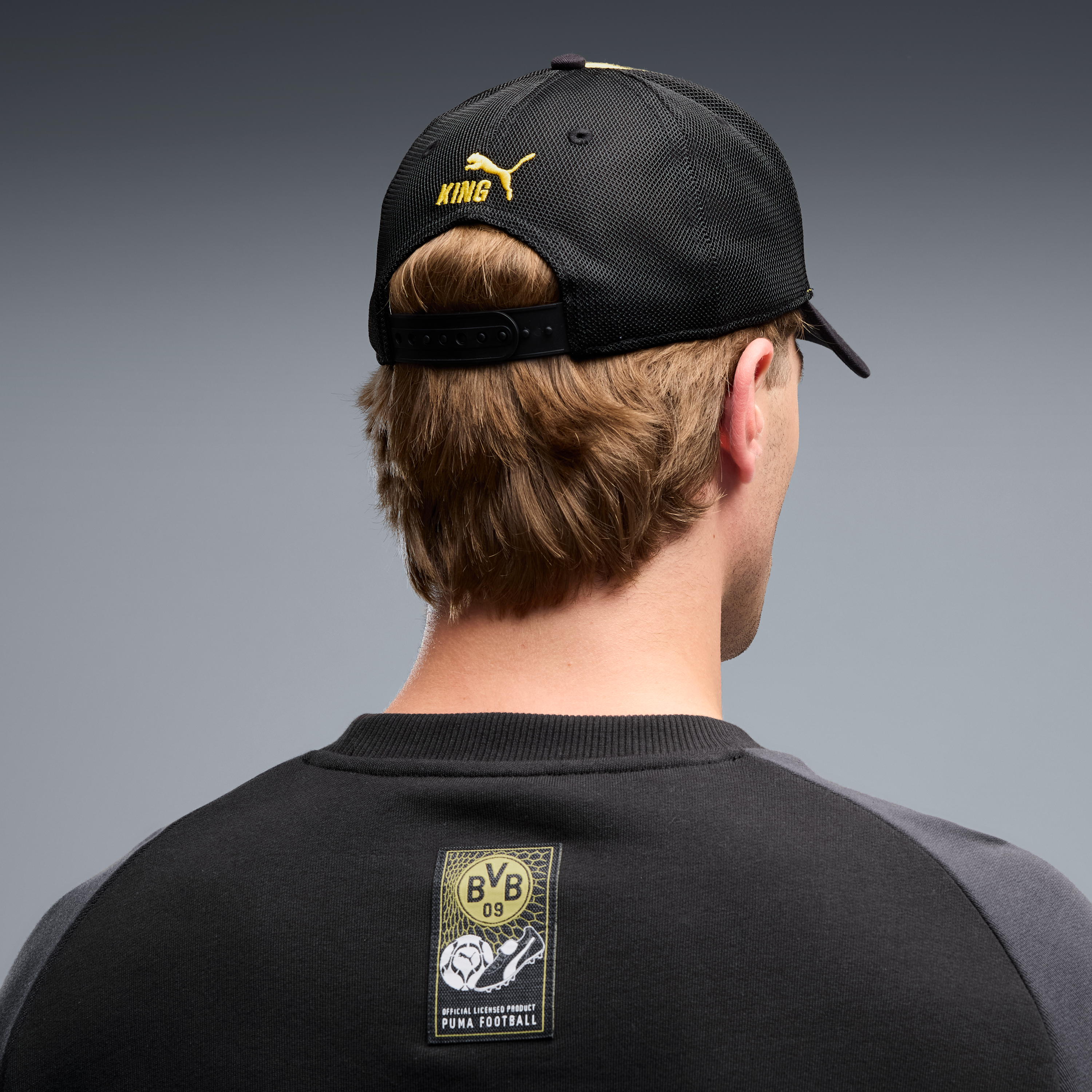 Men's Puma  Yellow/Black Borussia Dortmund King Adjustable Trucker Hat