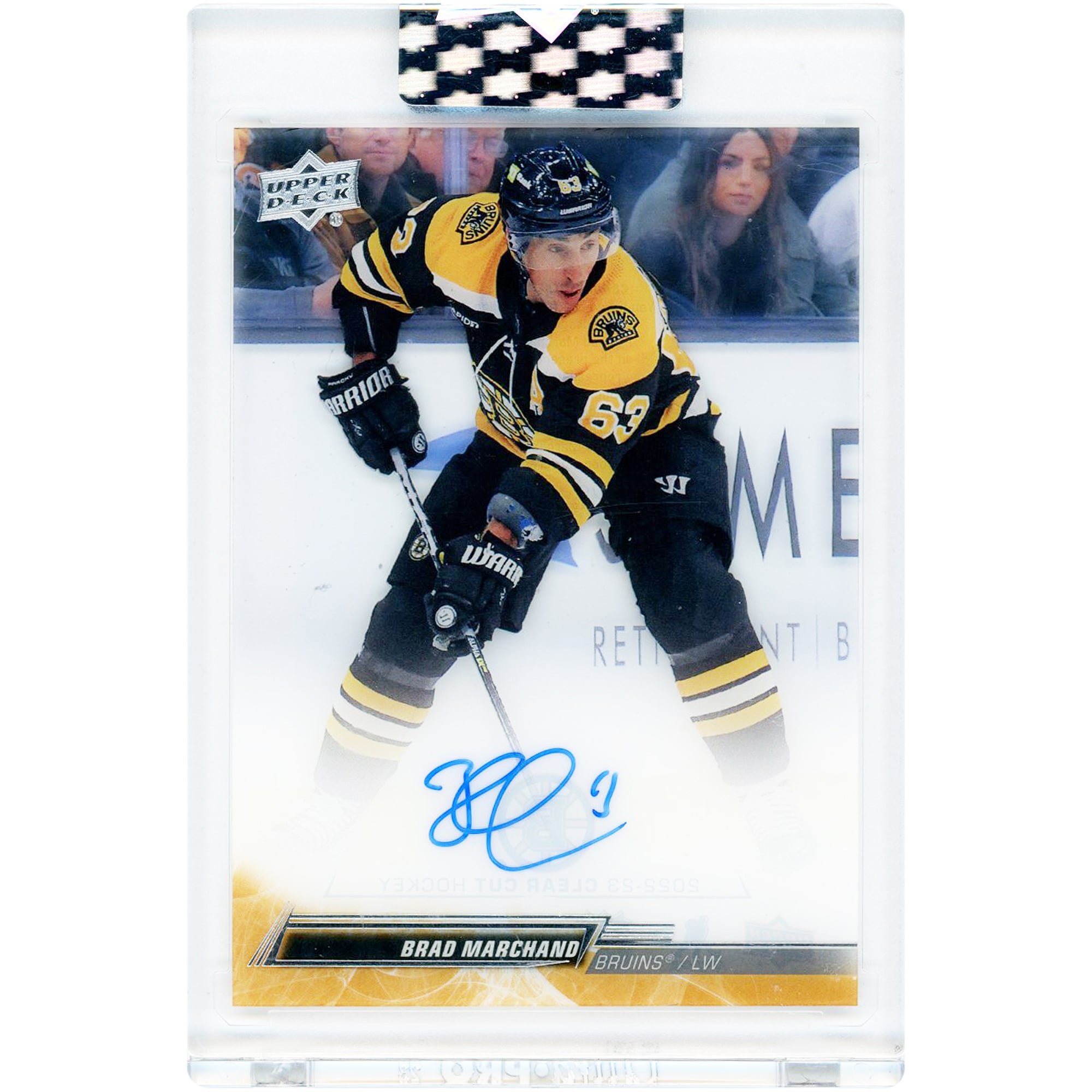 Carte autographiée Brad Marchand des Bruins de Boston 2022-23 Upper Deck Clear Cut #CC-BM