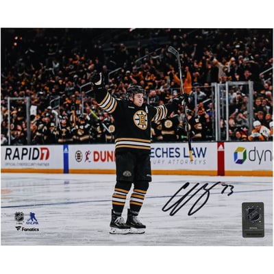 Charlie McAvoy Boston Bruins Autographed Fanatics Authentic 8" x 10" Black 100th Anniversary Jersey Celebrating Photograph 