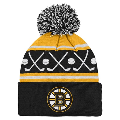 Boston Bruins Infant Face-Off Cuffed Knit Hat with Pom - Black