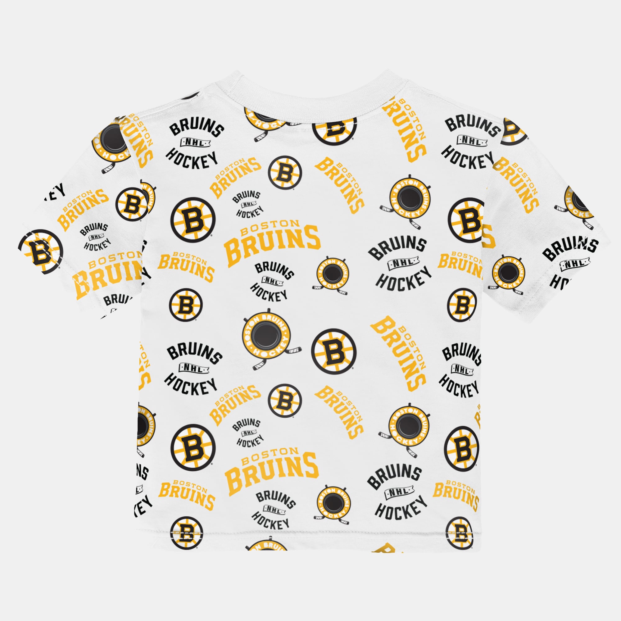 T-shirt blanc pour bébé Outerstuff Boston Bruins Run Down imprimé intégral
