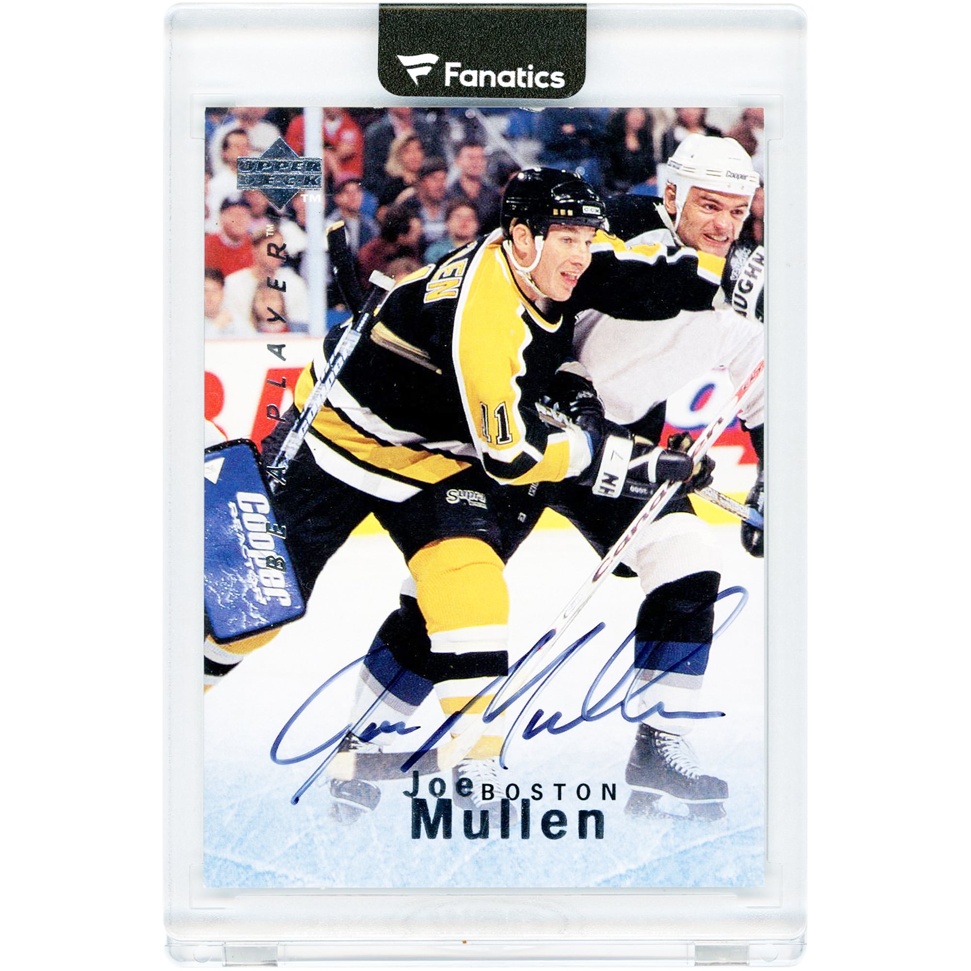 Carte autographiée de Joe Mullen (Bruins de Boston) de 1996, Upper Deck NHLPA Be A Player #S154