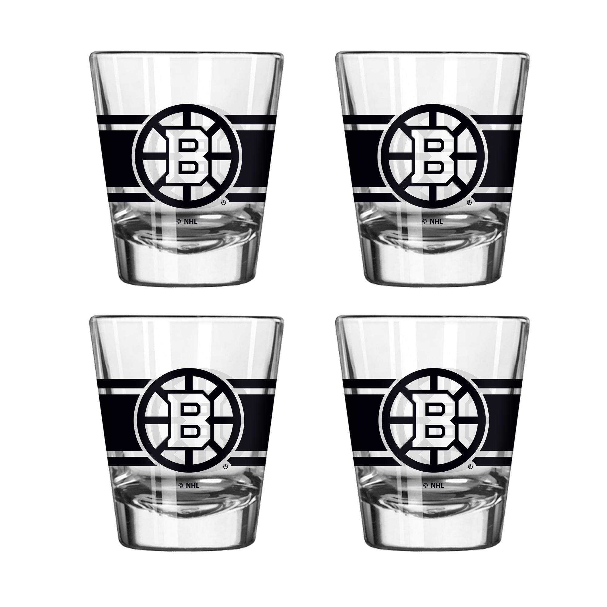Ensemble de quatre verres à liqueur rayés Logo Brands Boston Bruins