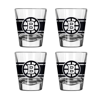 Boston Bruins Logo Brands Four-Piece Stripe Shot Glass Set