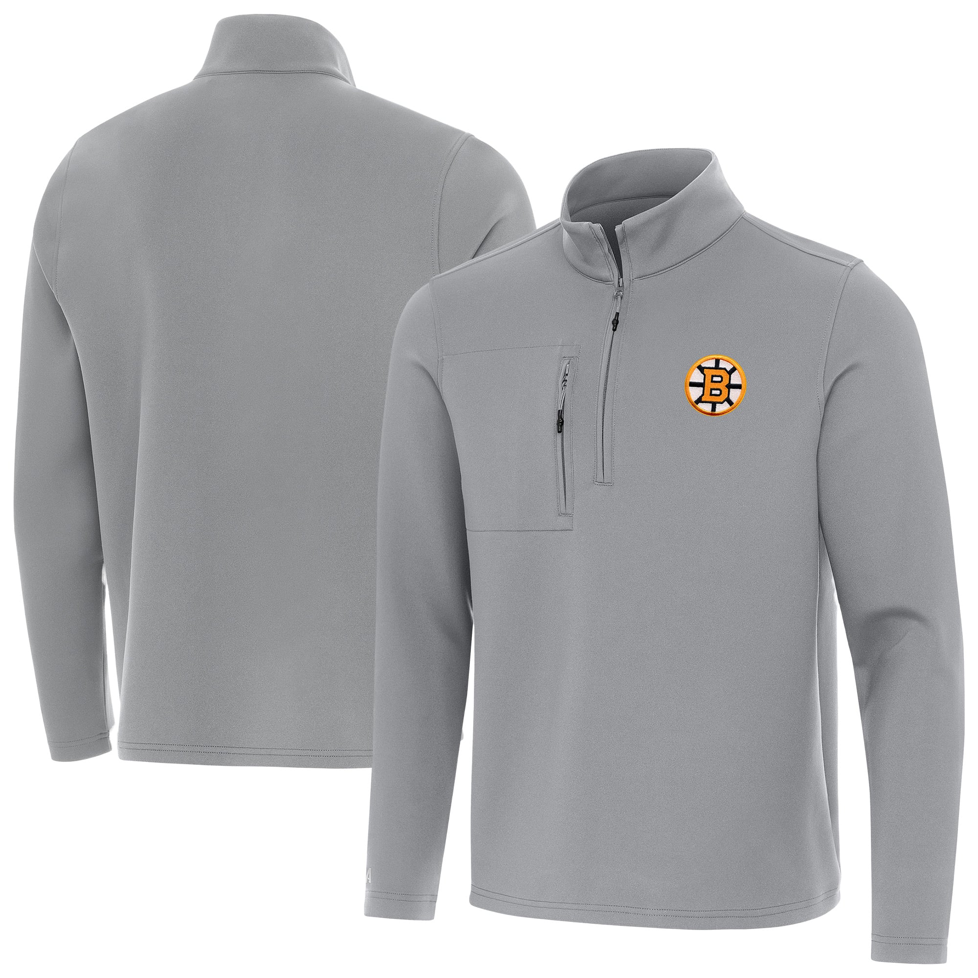 Pull à col zippé Antigua gris Boston Bruins Insider pour homme