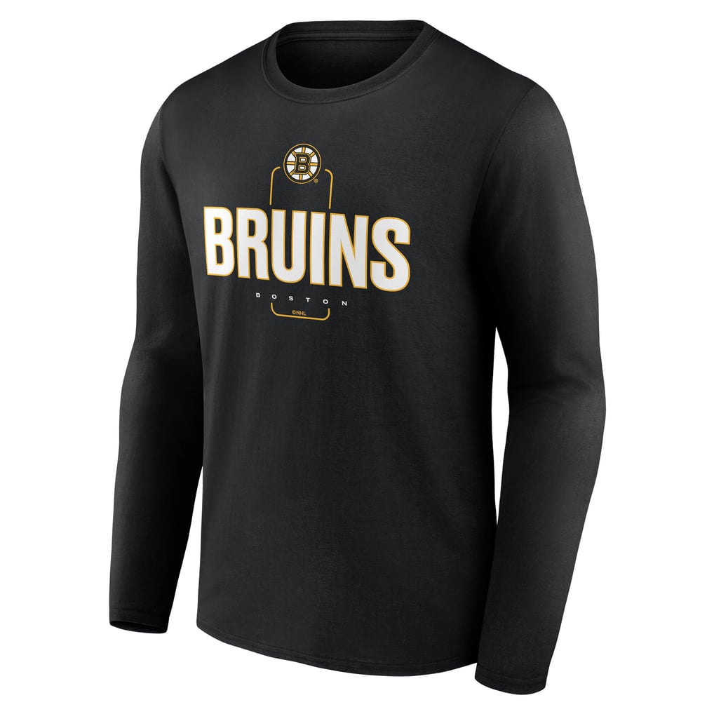 Men's Boston Bruins Black Custom Midfielder Long Sleeve T-Shirt