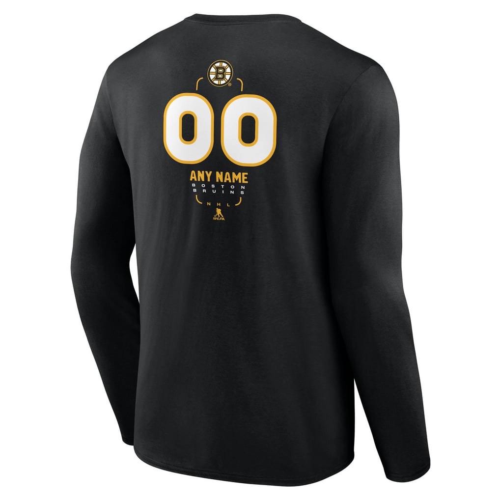 Men's Boston Bruins Black Custom Midfielder Long Sleeve T-Shirt
