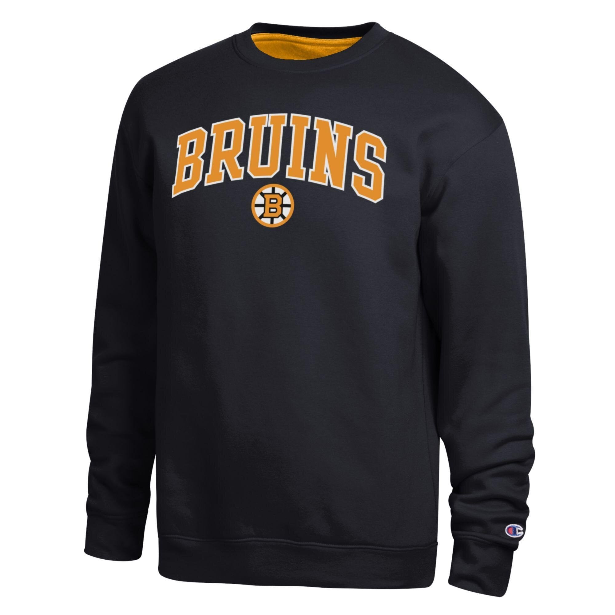 Men's Champion Black Boston Bruins Contrast Sweatshirt