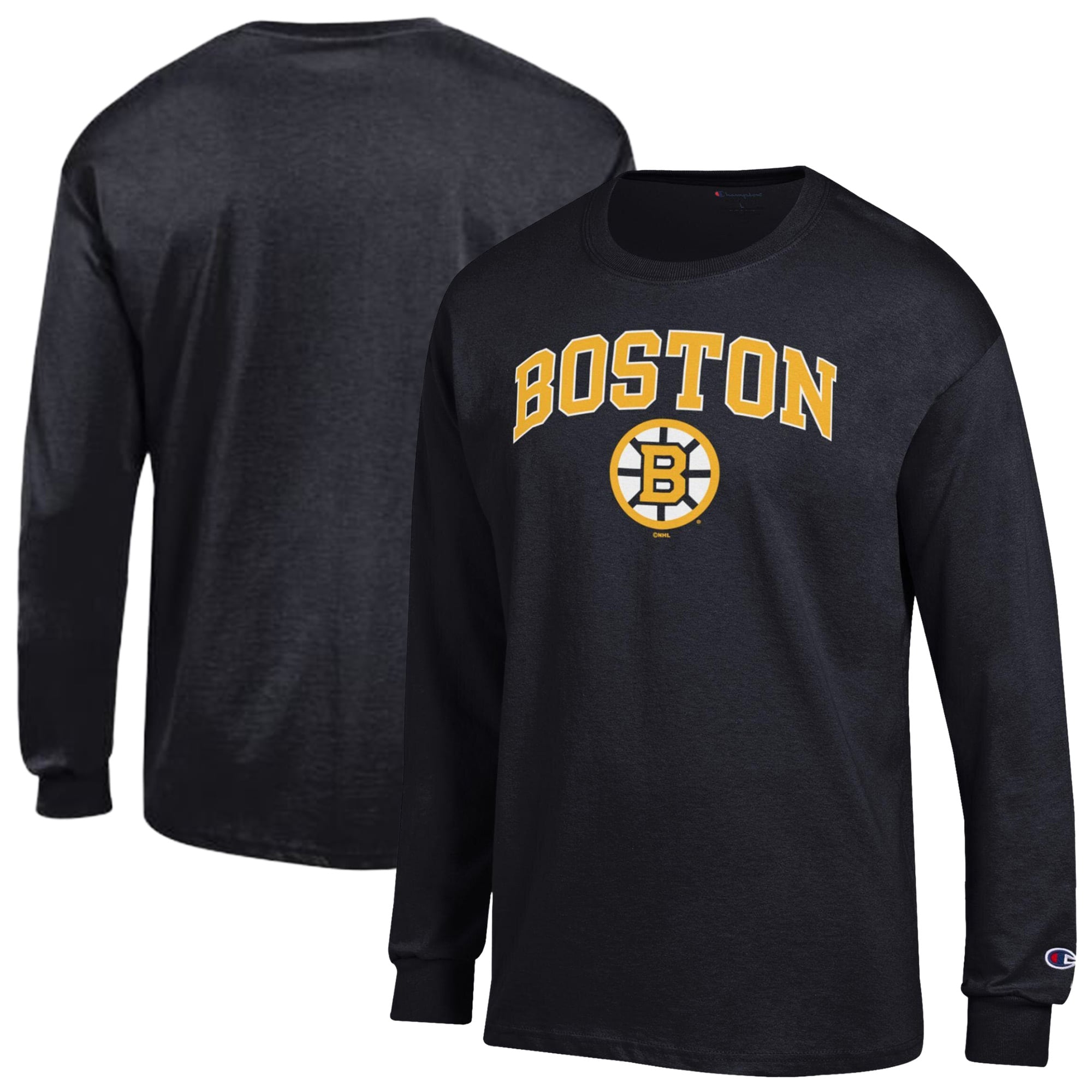 Men's Champion Black Boston Bruins Jersey Long-Sleeve T-Shirt