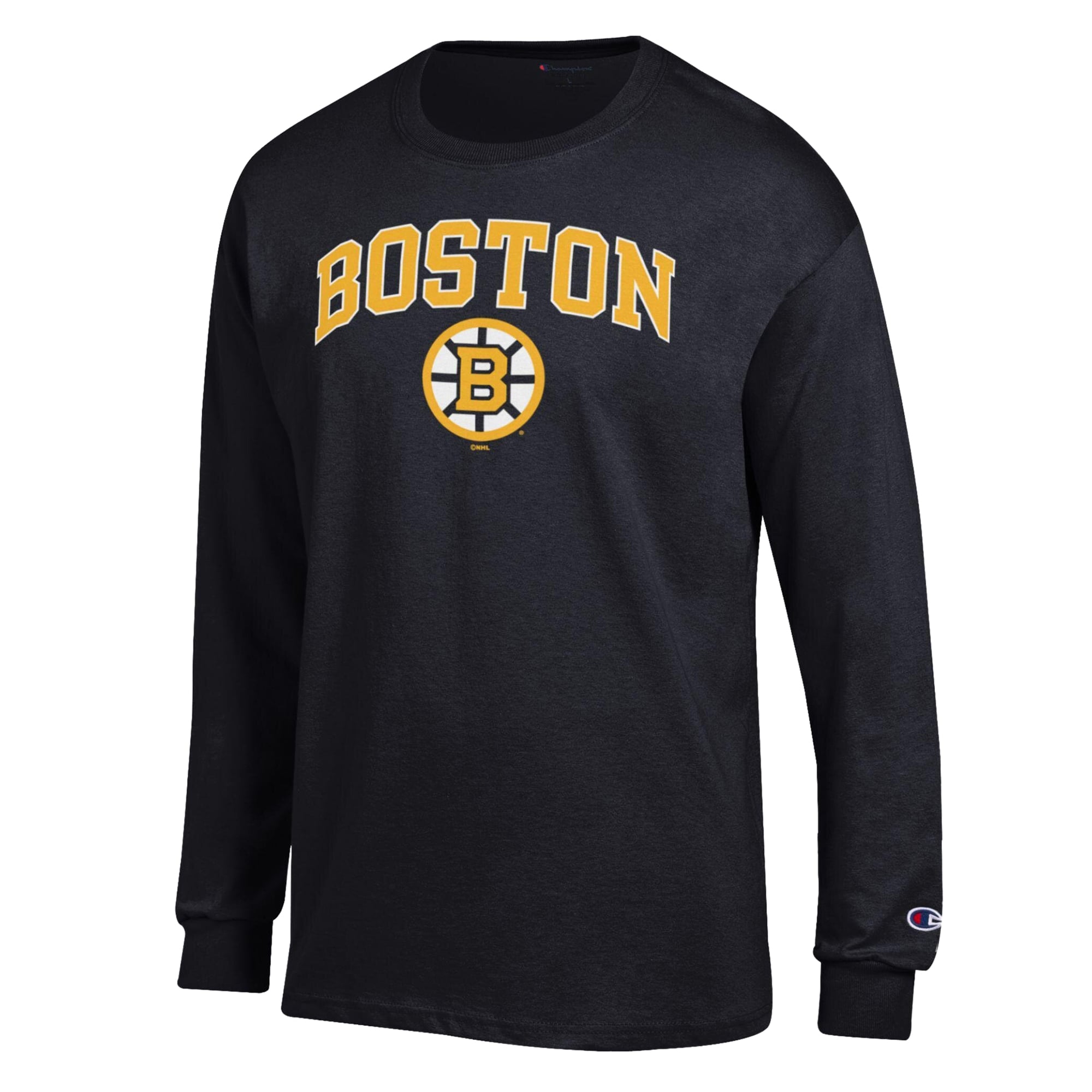 Men's Champion Black Boston Bruins Jersey Long-Sleeve T-Shirt