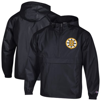  Boston Bruins Champion Packable Windbreaker Half-Zip Jacket - Black