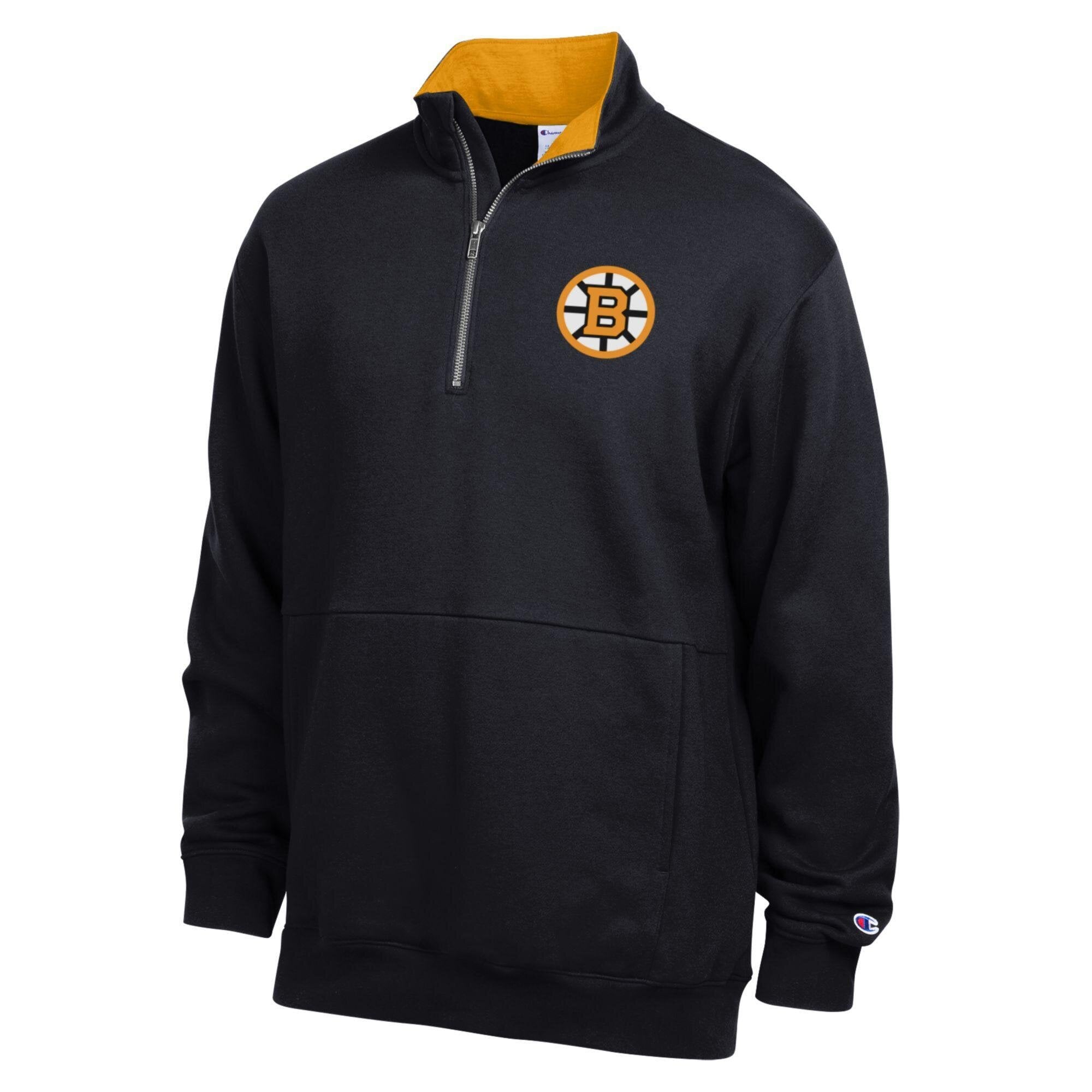 Pull à col zippé Champion noir pour homme, Boston Bruins