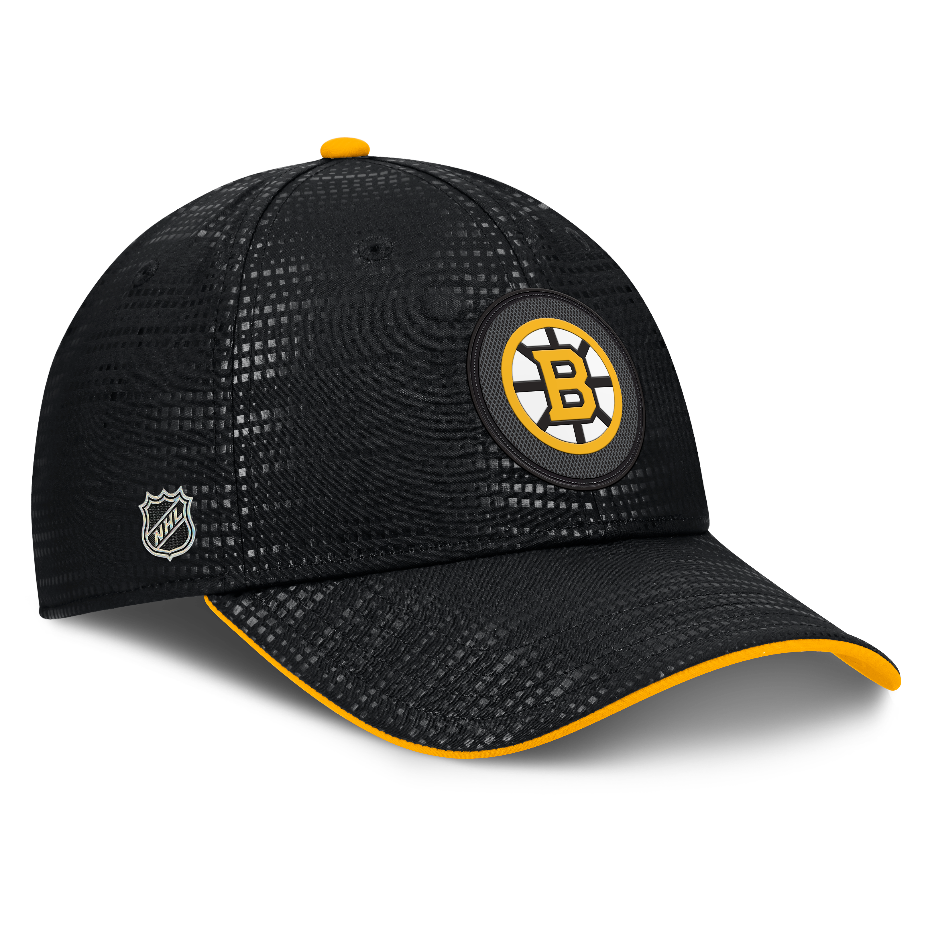 Men's Fanatics Black Boston Bruins Authentic Pro Rink Debossed Stretch Fit Hat