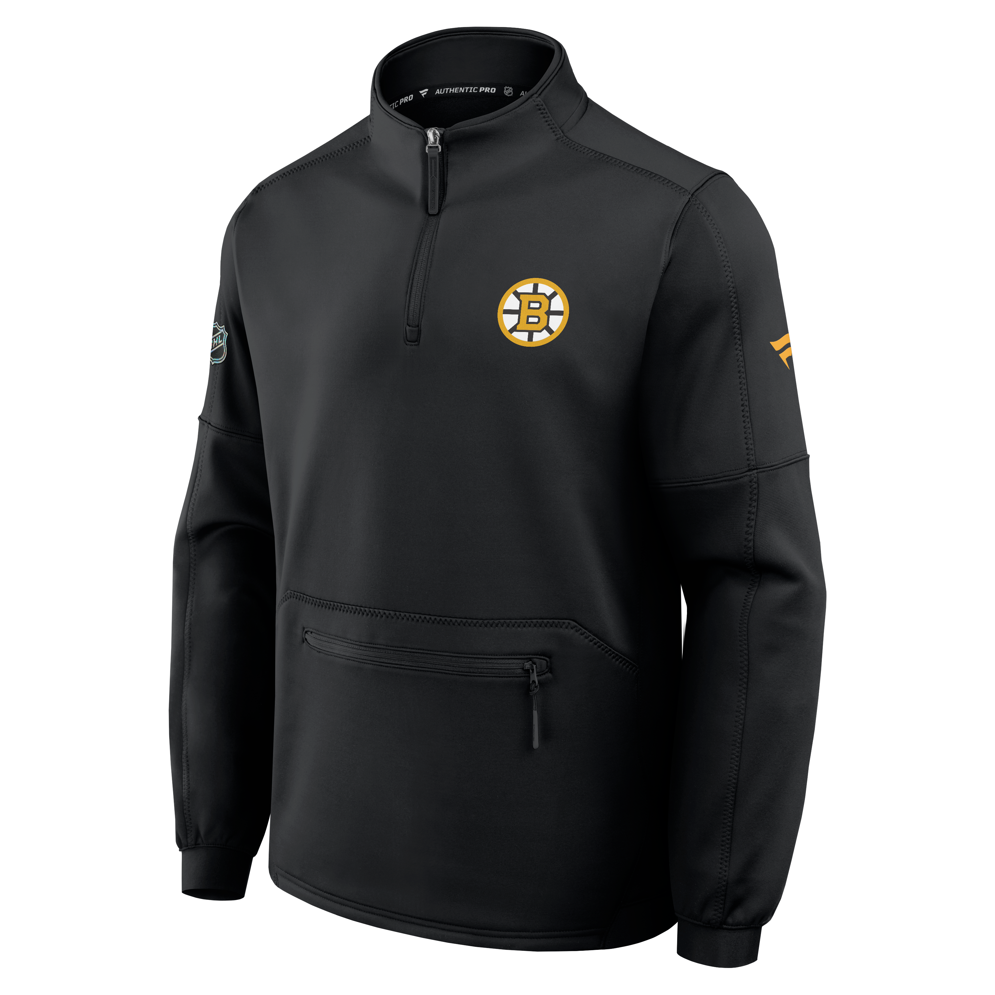 Men's Fanatics Black Boston Bruins Authentic Pro Rink Fleece Quarter-Zip Pullover
