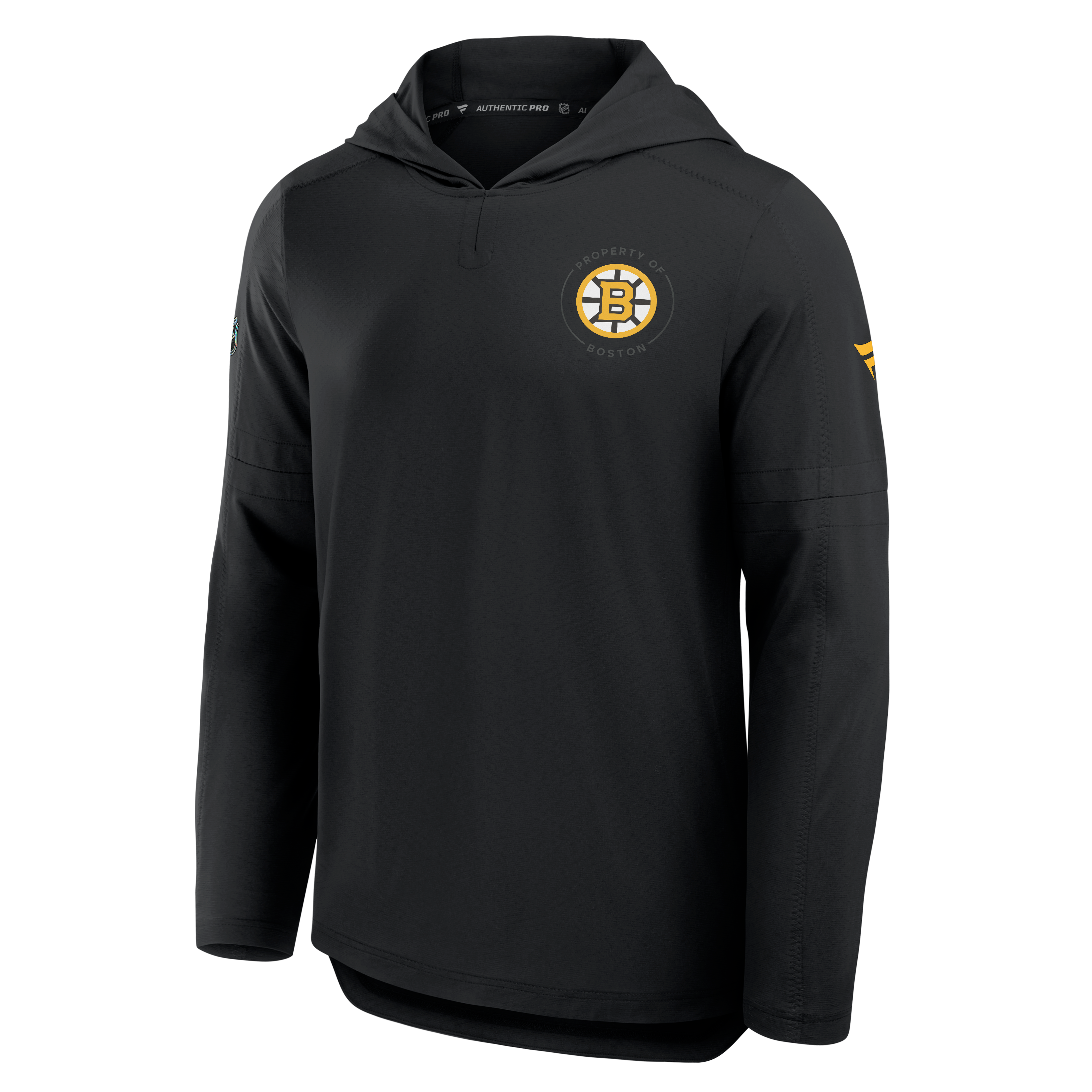 Sweat à capuche léger authentique Pro Train des Bruins de Boston, noir, pour homme (Fanatics).