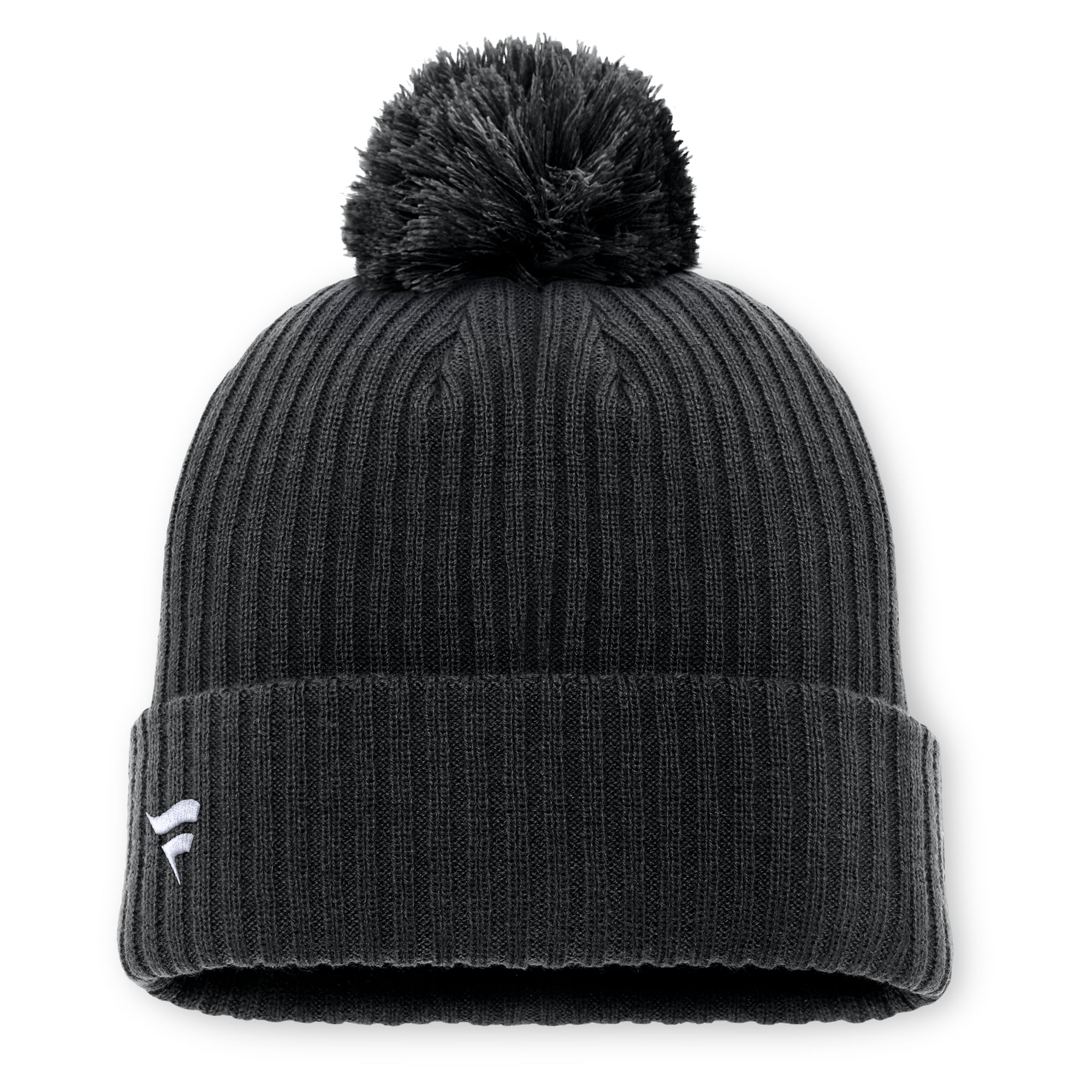 Bonnet en tricot à revers avec logo principal des Bruins de Boston noir Fanatics pour hommes et pompon