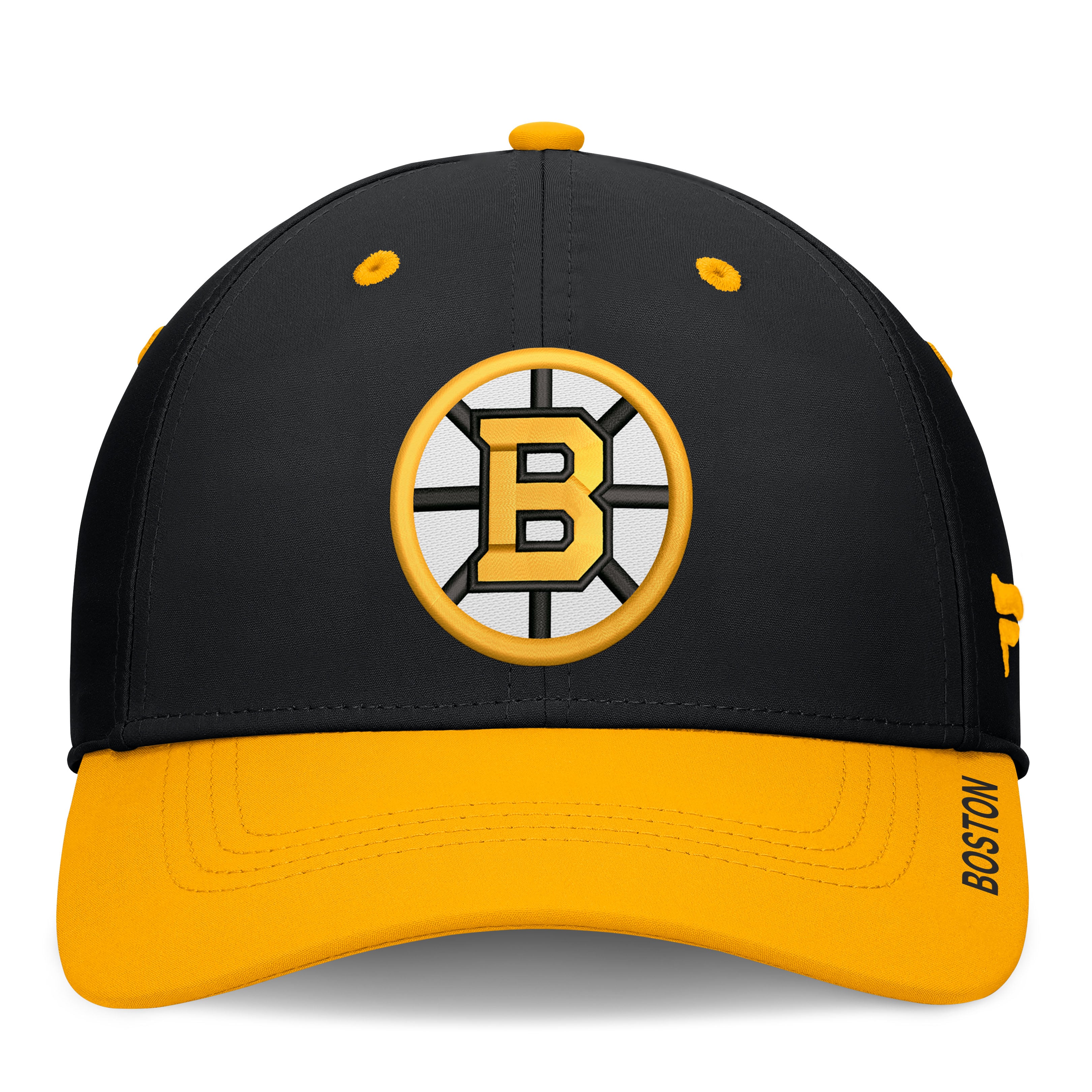 Men's Fanatics Black/Gold Boston Bruins Authentic Pro Rink Stretch Hat